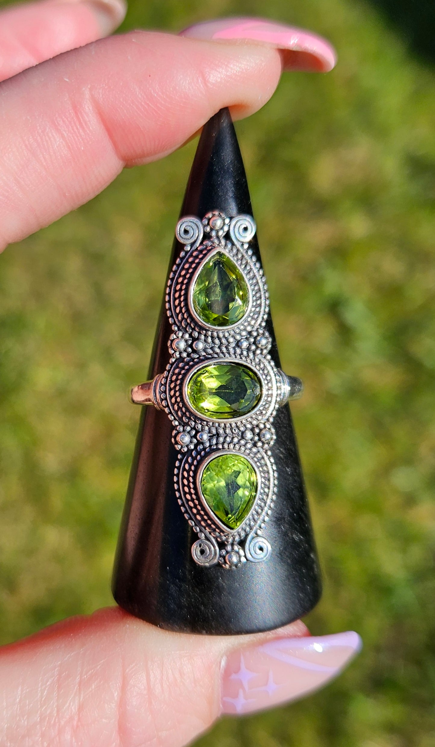 Raw Tourmaline and Triple stone rings (s925 adjustable)