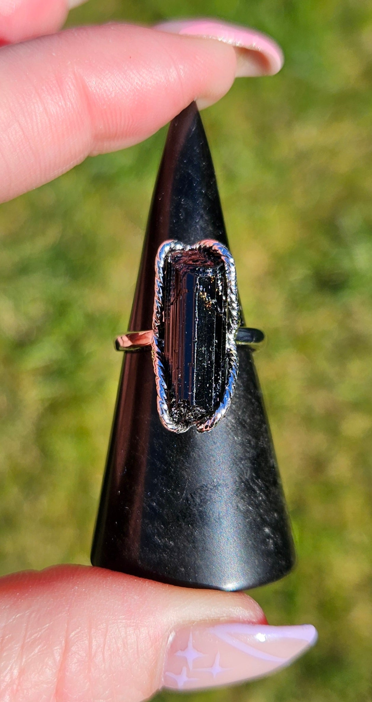 Raw Tourmaline and Triple stone rings (s925 adjustable)
