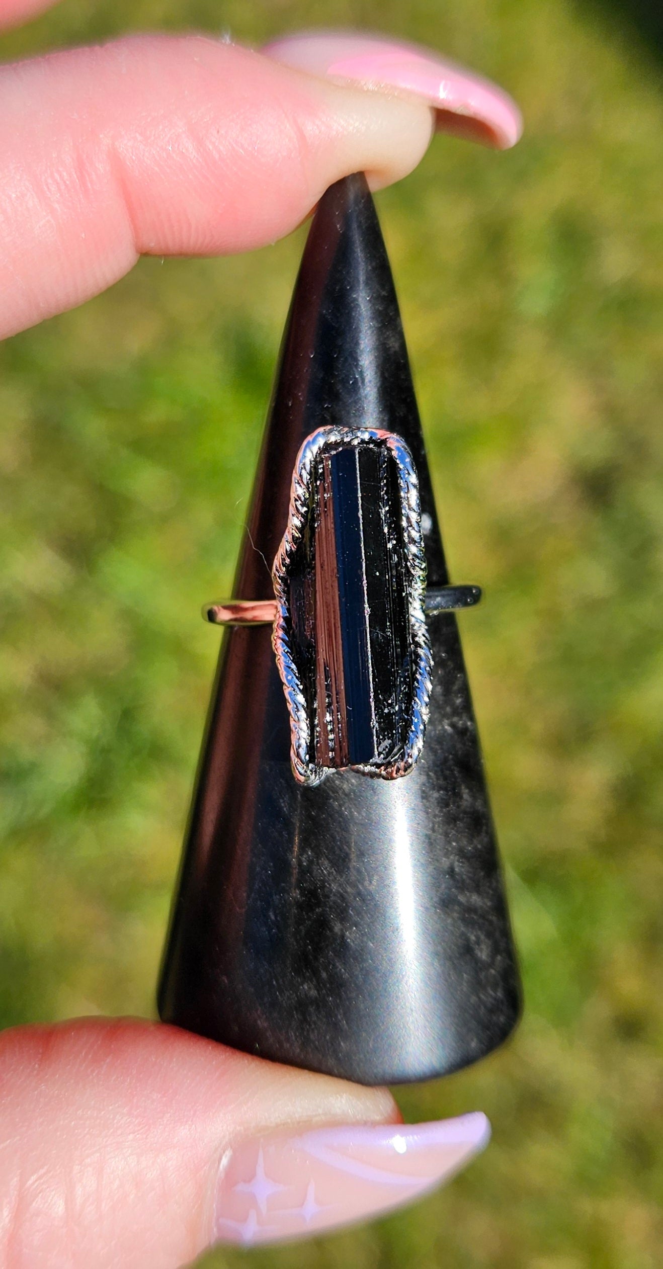Raw Tourmaline and Triple stone rings (s925 adjustable)