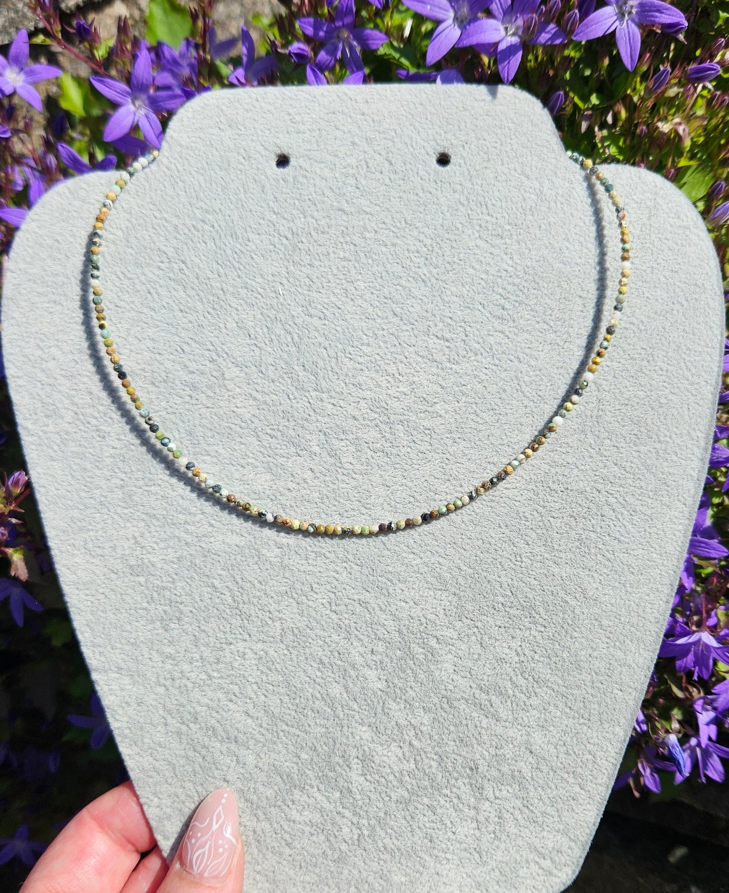 S925 Choker faceted beaded necklace with extendable chain ( 40-45cm )