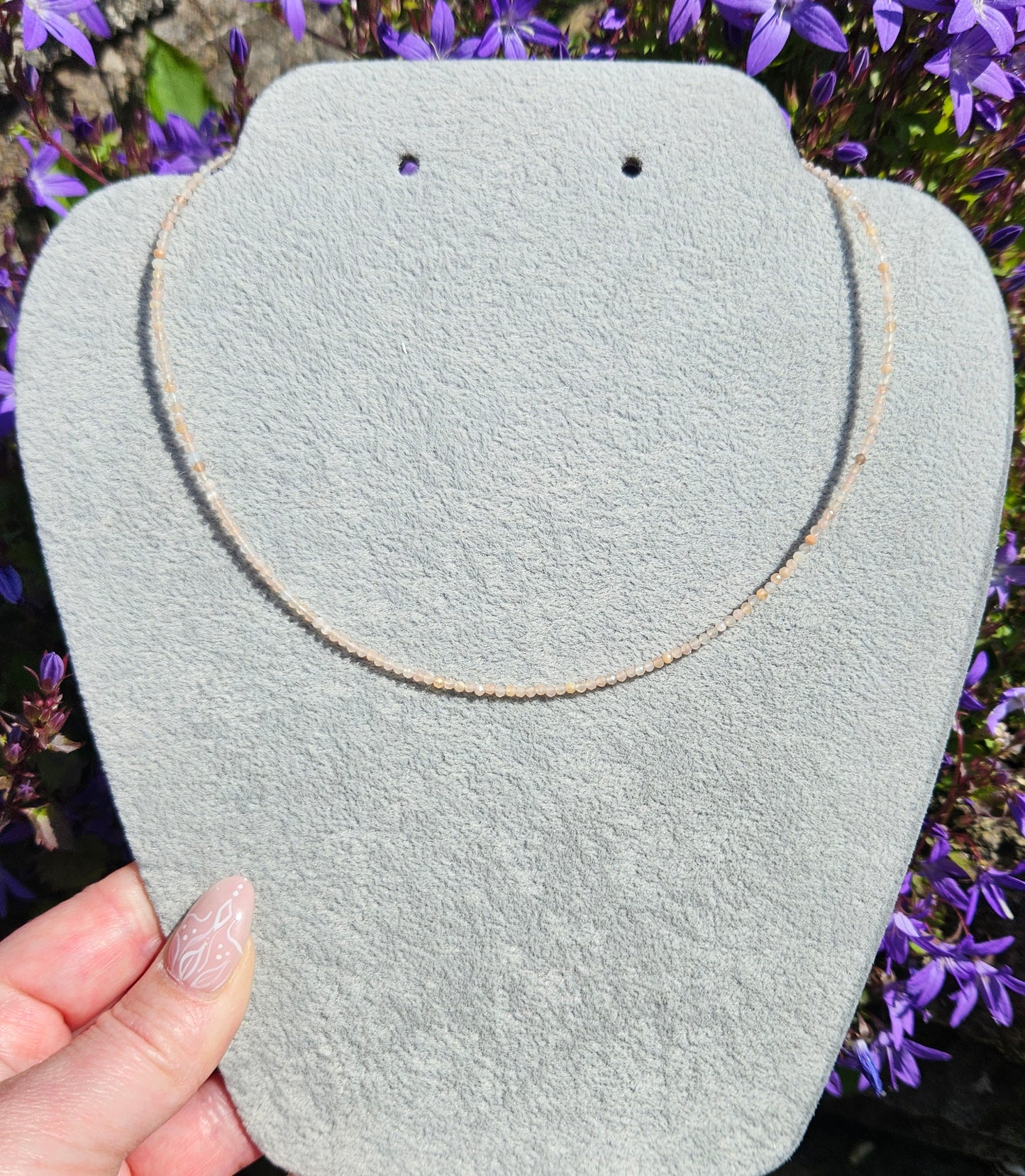 S925 Choker faceted beaded necklace with extendable chain ( 40-45cm )