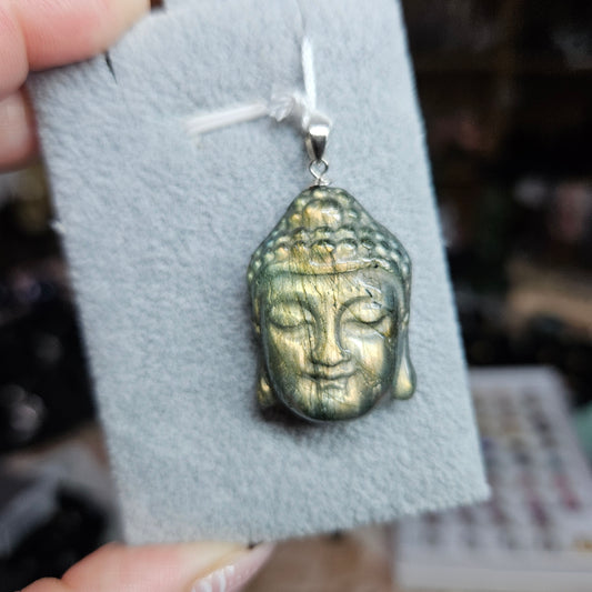 Labradorite buddha head pendants s925