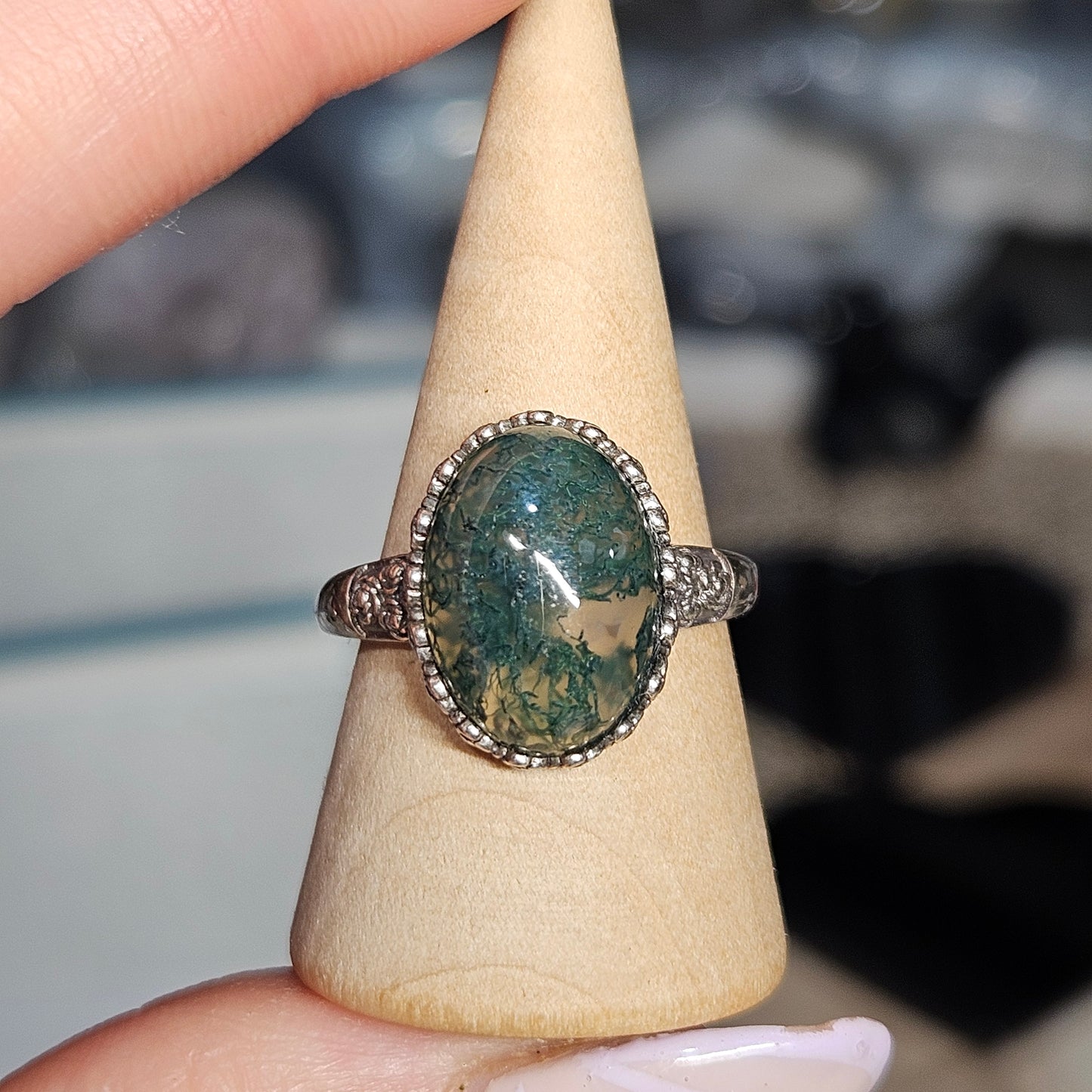 Moss Agate S925 pendants & adjustable rings