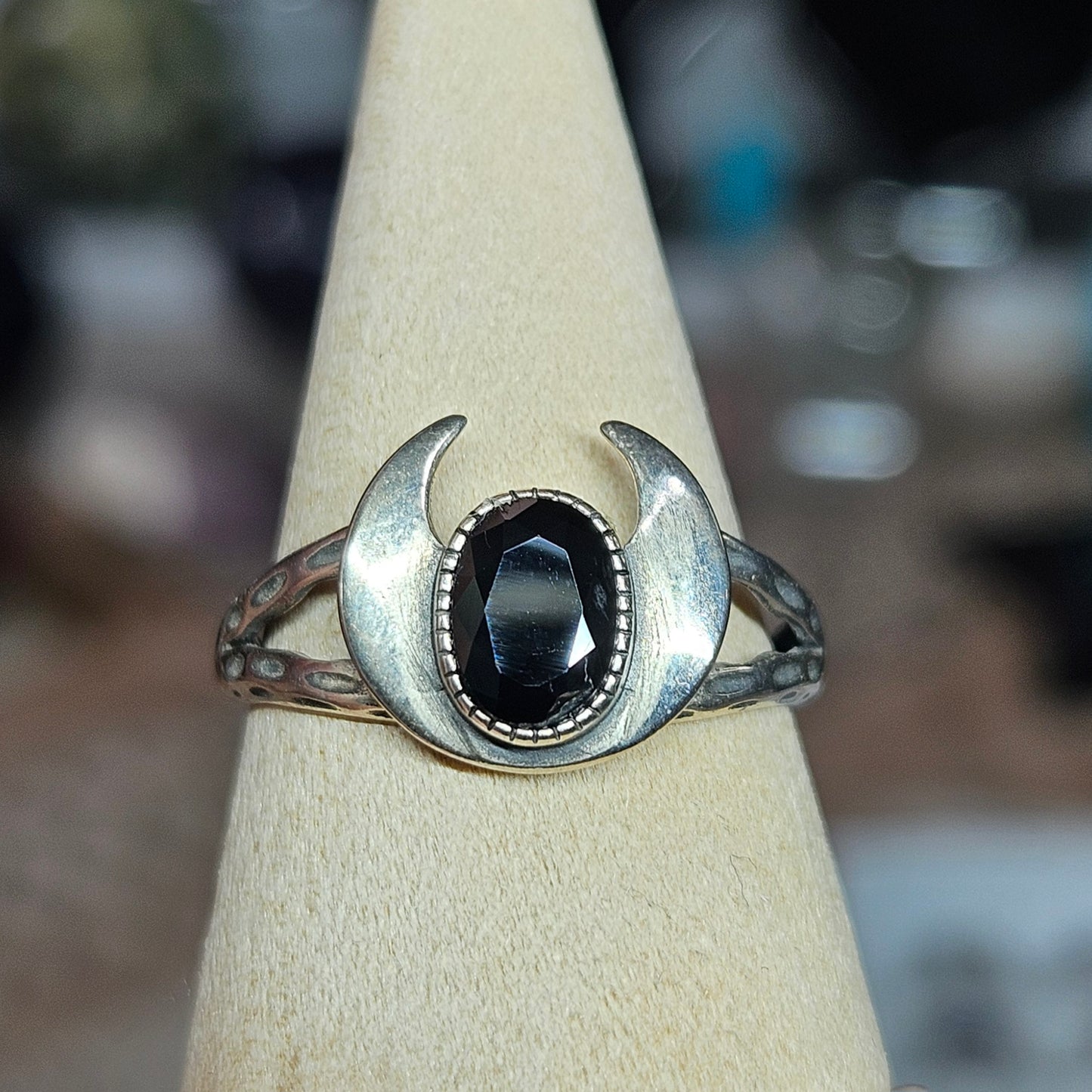 S925 Silver adjustable Crescent Moon ring