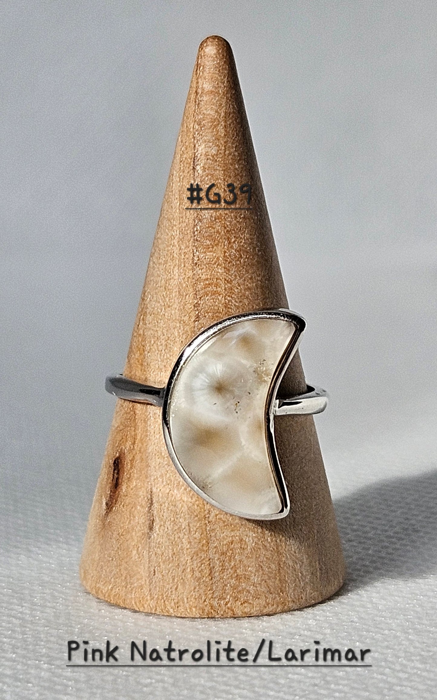 Pink Natrolite/Larimar S925 Pendants abd adjustable Rings