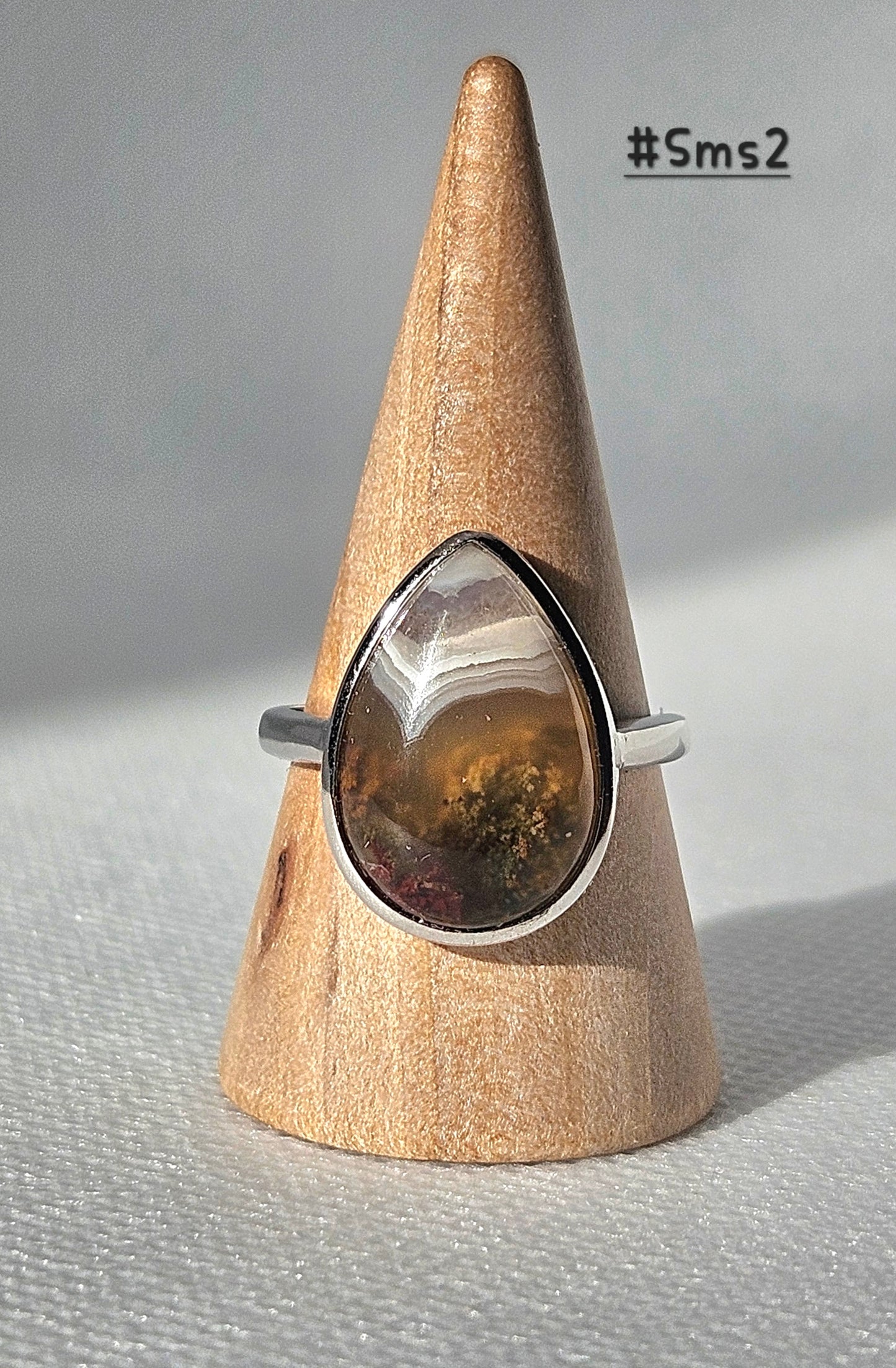 Java Nebula & Scenic Moss Agate S925 adjustable rings