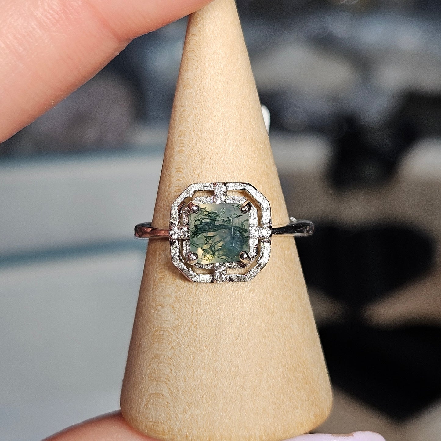 Moss Agate S925 pendants & adjustable rings