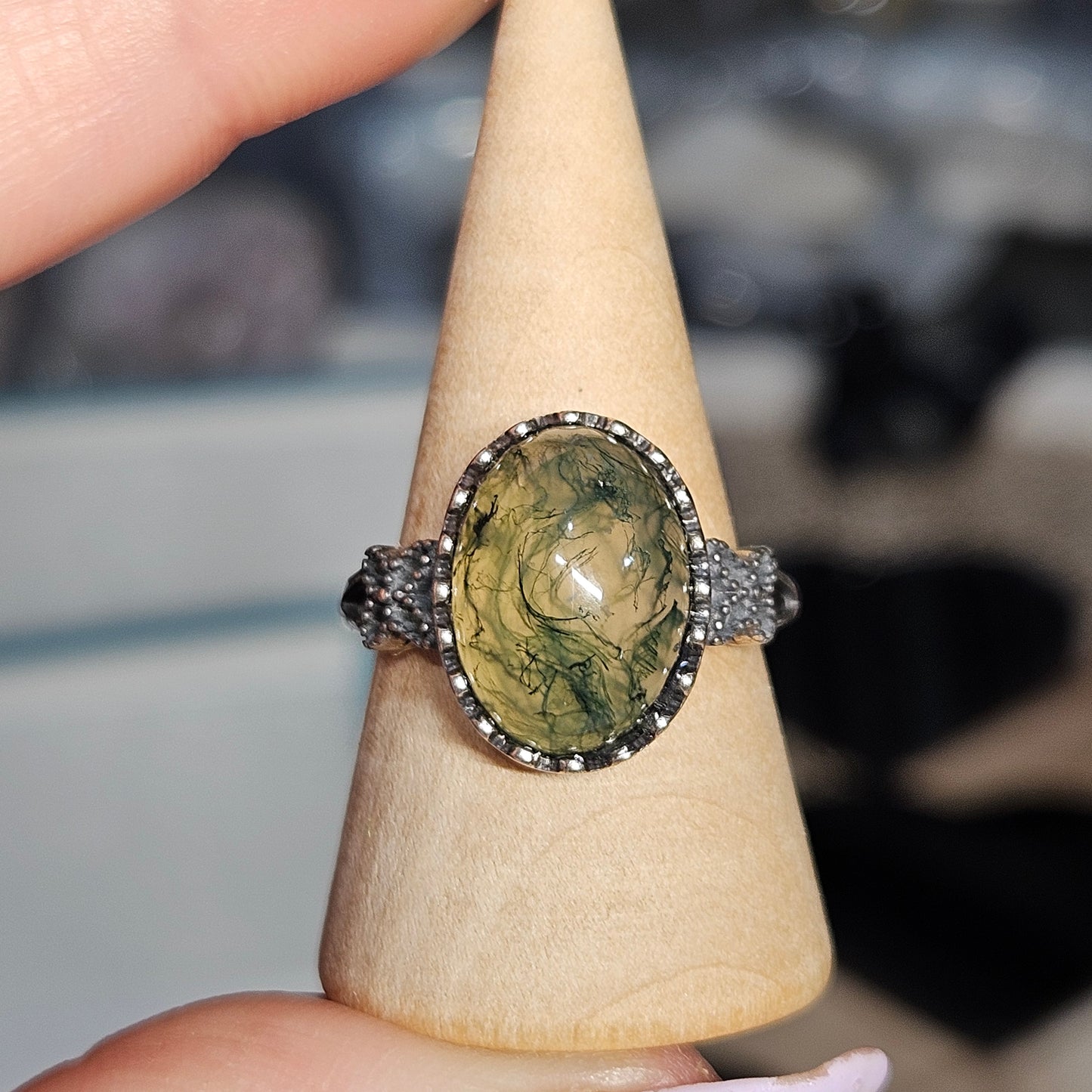 Moss Agate S925 pendants & adjustable rings
