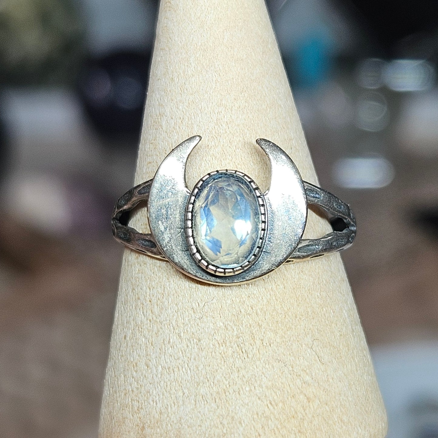 S925 Silver adjustable Crescent Moon ring