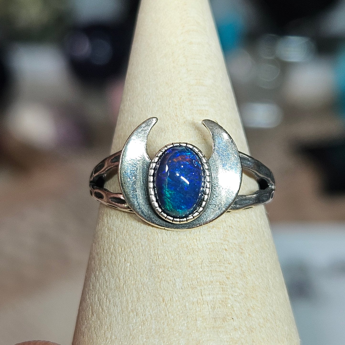 S925 Silver adjustable Crescent Moon ring