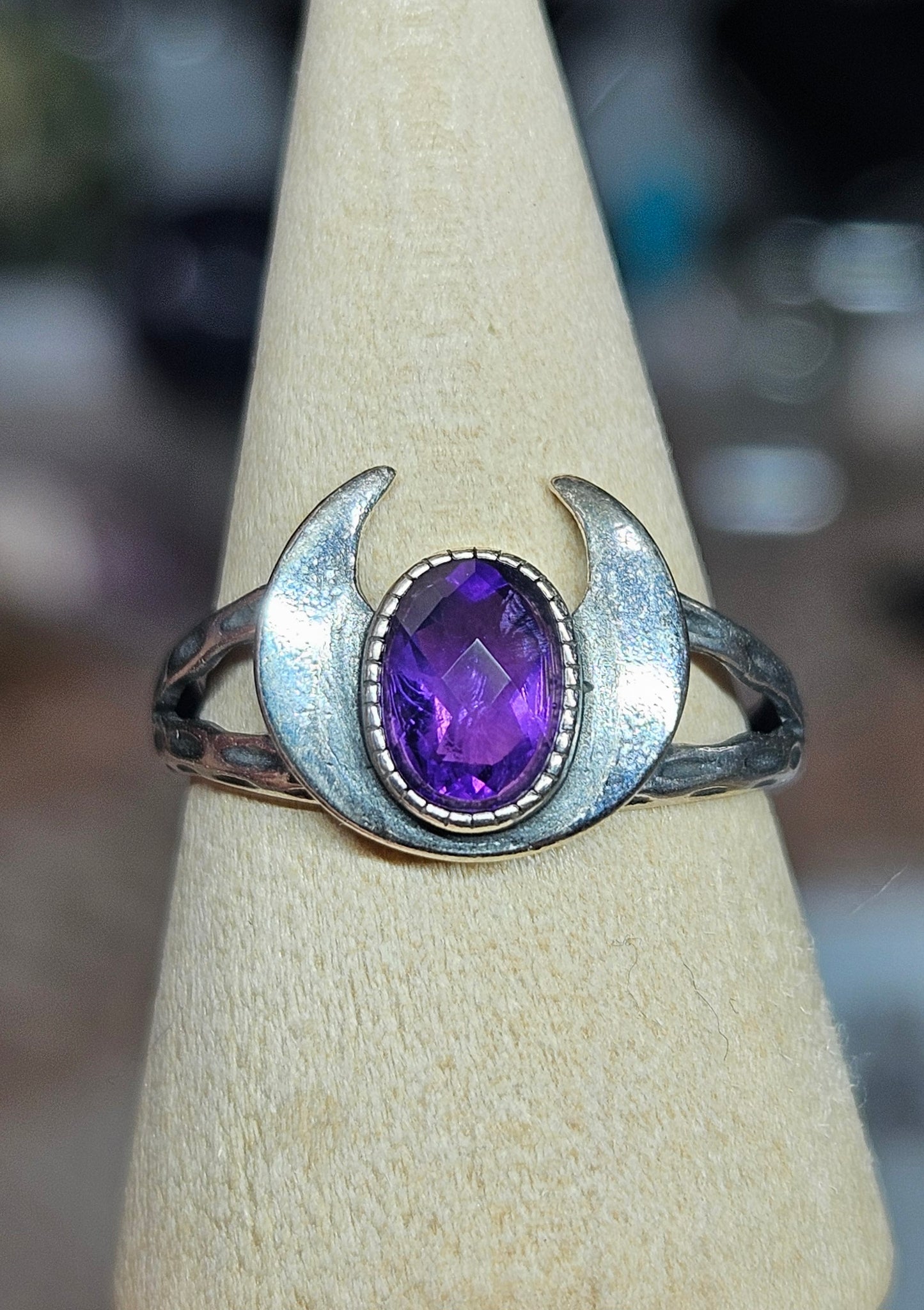S925 Silver adjustable Crescent Moon ring