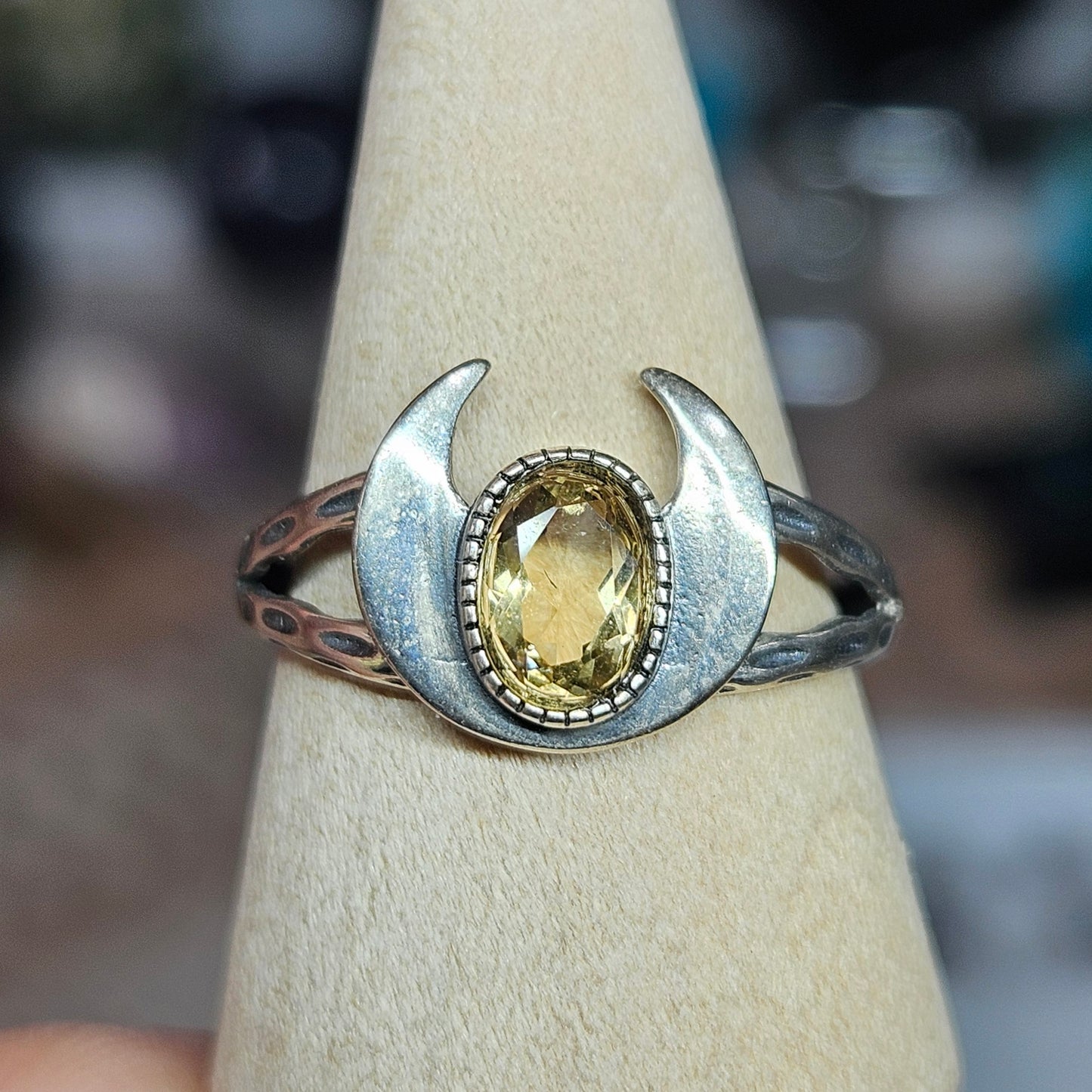 S925 Silver adjustable Crescent Moon ring