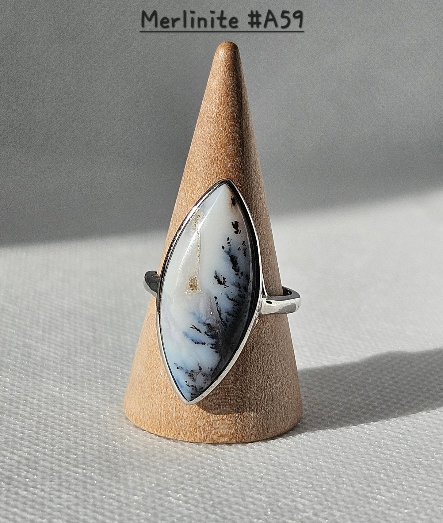 Merlinite/Denditric Opal S925 adjustable rings and Pendants