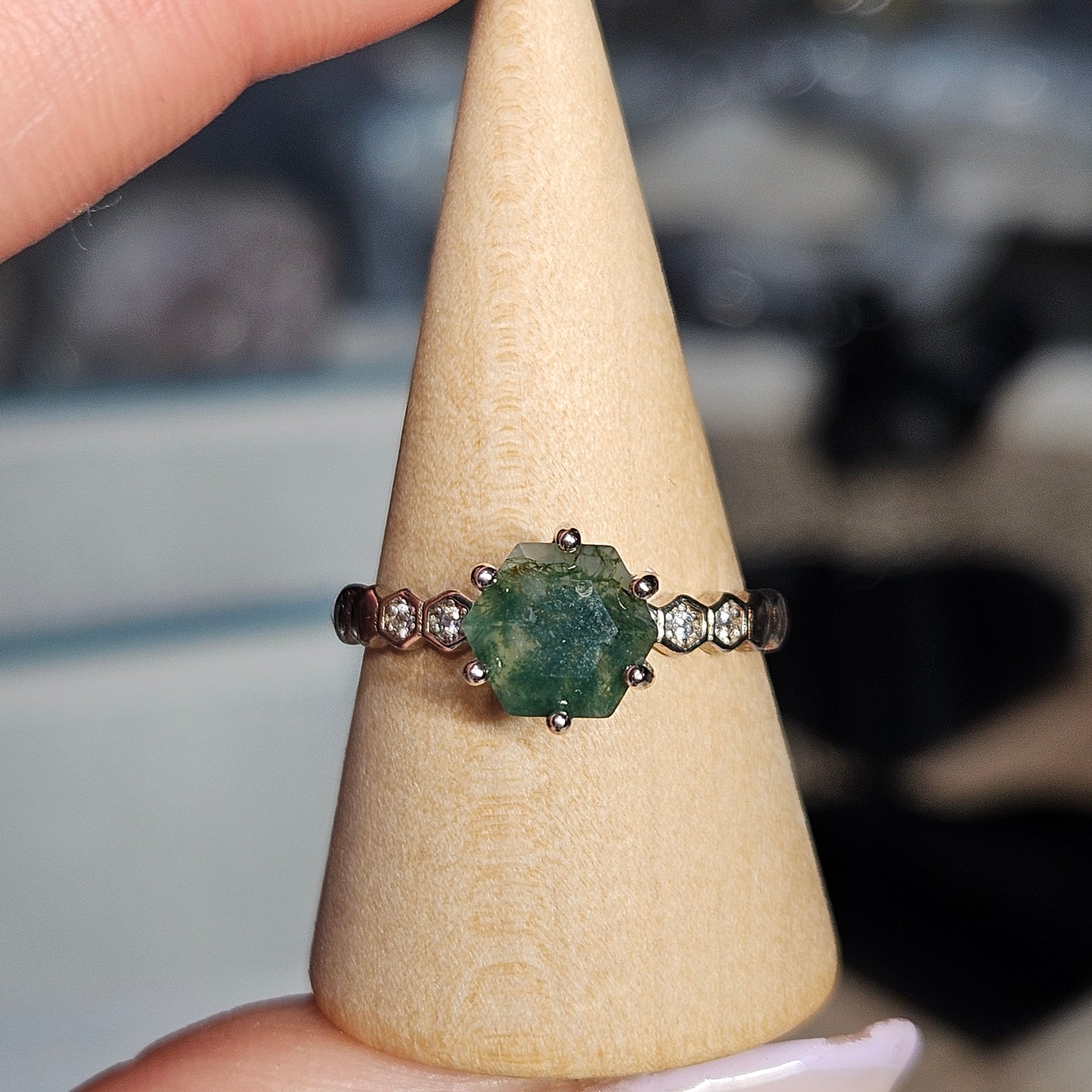 Moss Agate S925 pendants & adjustable rings