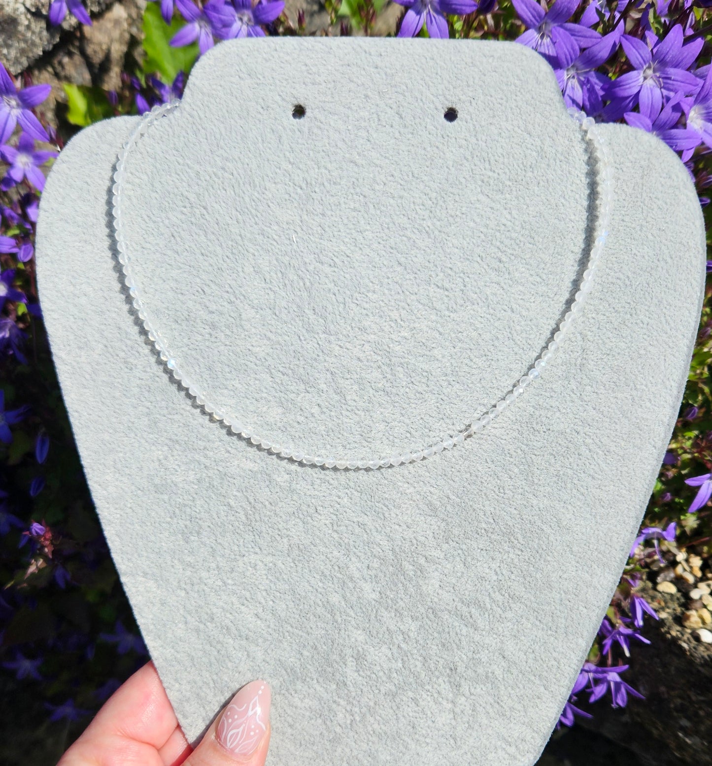 S925 Choker faceted beaded necklace with extendable chain ( 40-45cm )