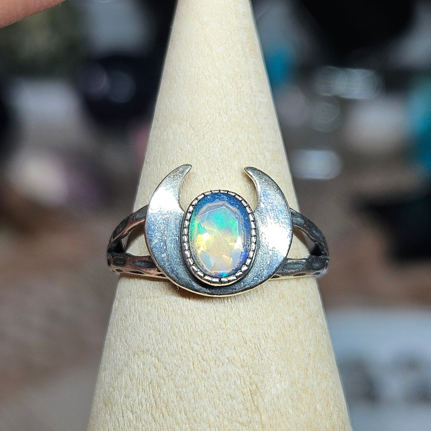 S925 Silver adjustable Crescent Moon ring
