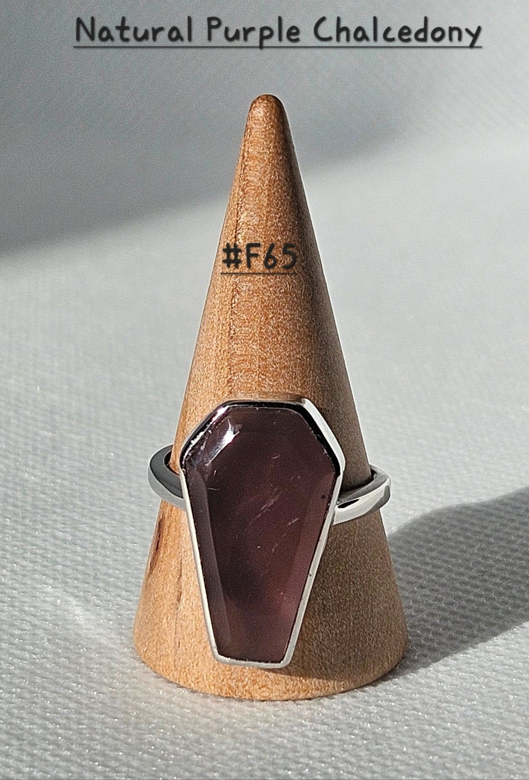 Natural Purple Chalcedony S925 adjustable rings