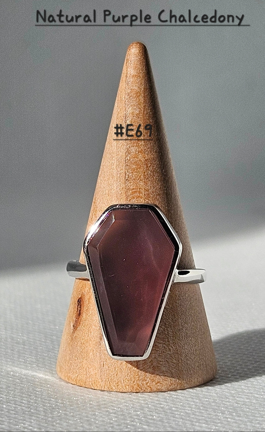 Natural Purple Chalcedony S925 adjustable rings