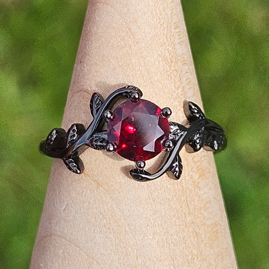Black overlay leaf design s925 adjustable rings