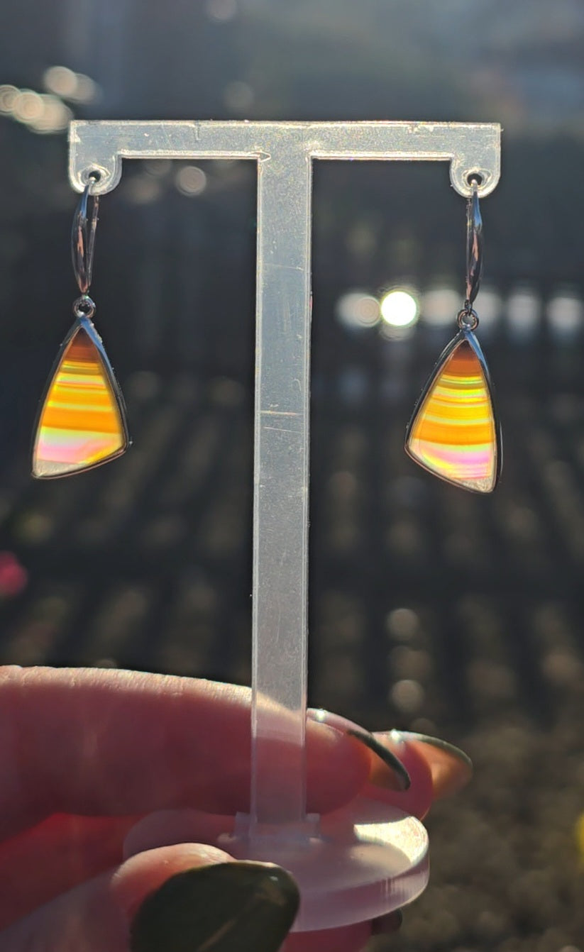 S925 Iris agate drop earrings