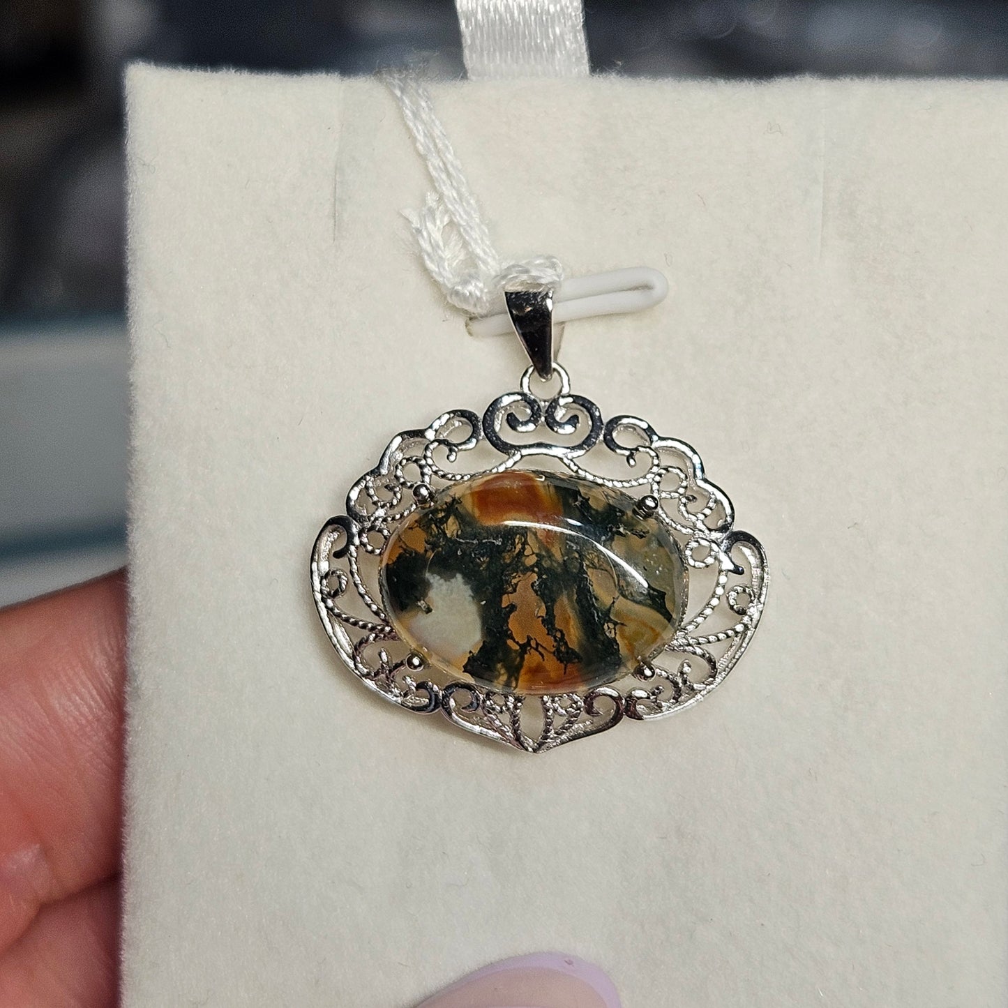 Moss Agate S925 pendants & adjustable rings