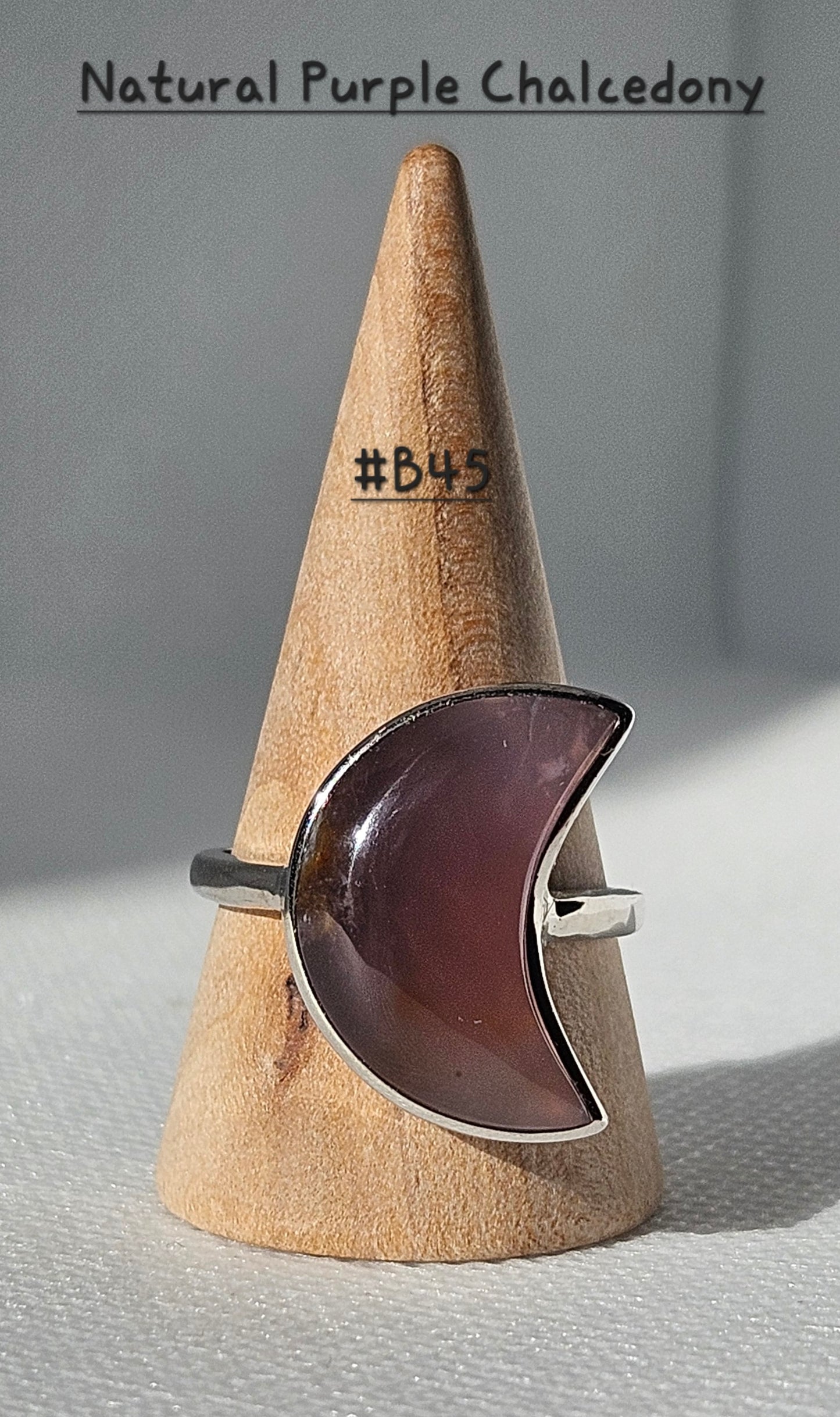 Natural Purple Chalcedony S925 adjustable rings