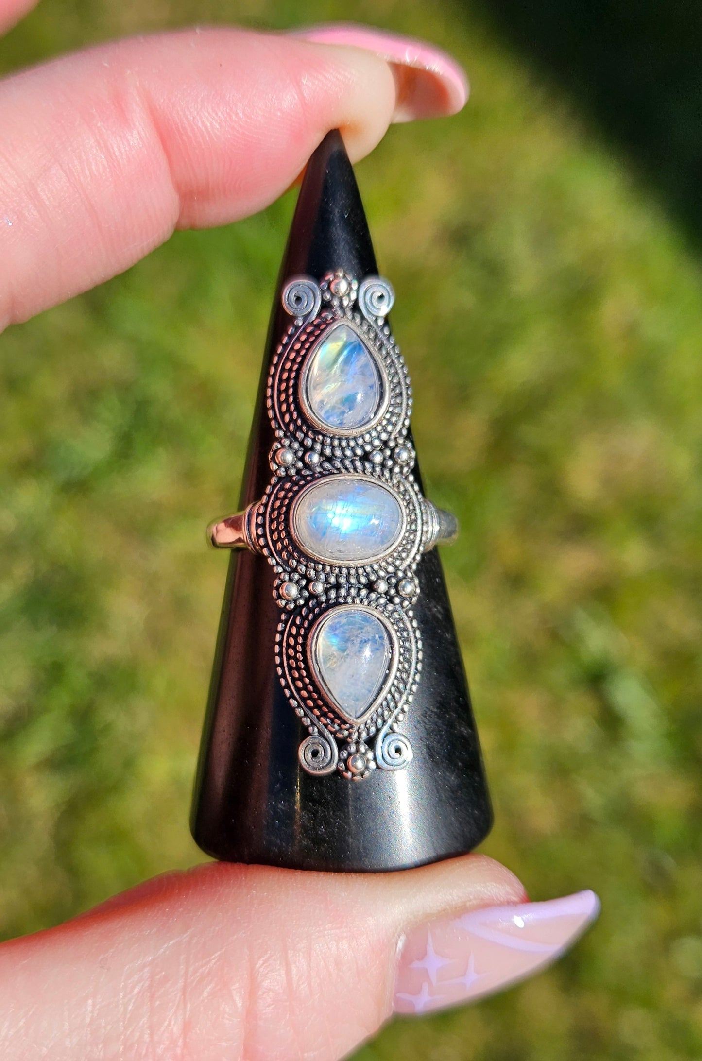 Raw Tourmaline and Triple stone rings (s925 adjustable)