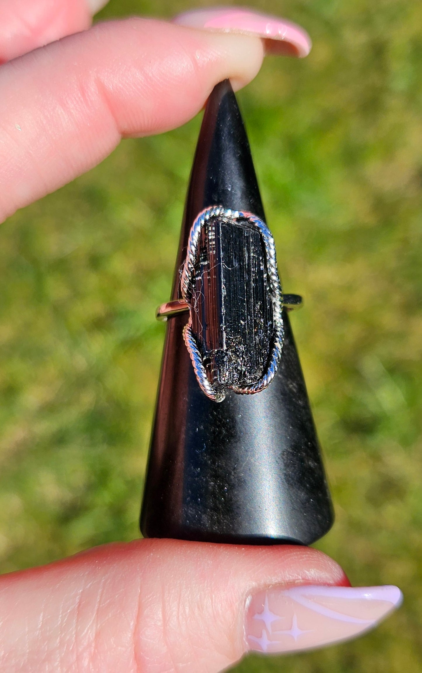 Raw Tourmaline and Triple stone rings (s925 adjustable)
