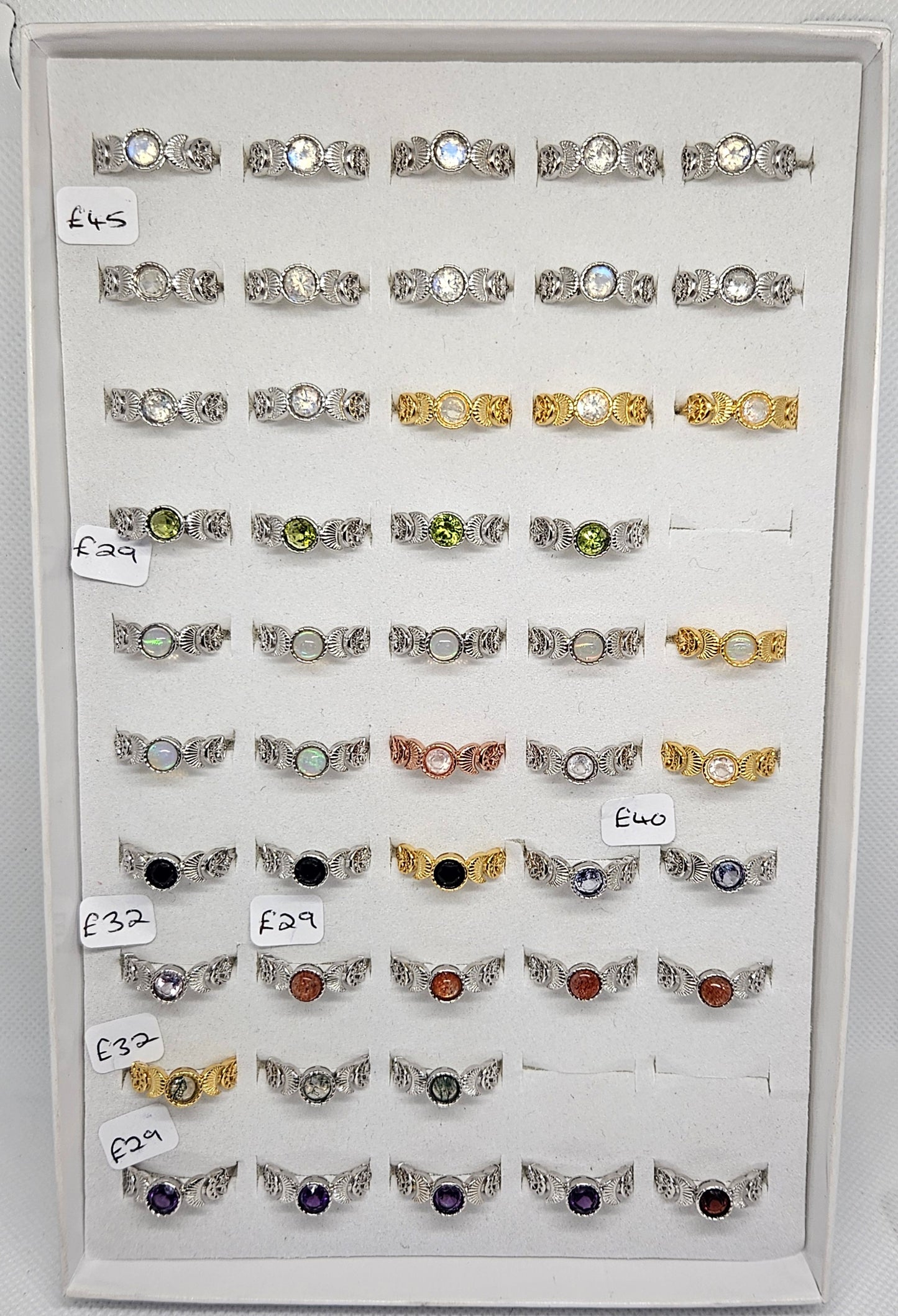 s925 adjustable Moonphase rings