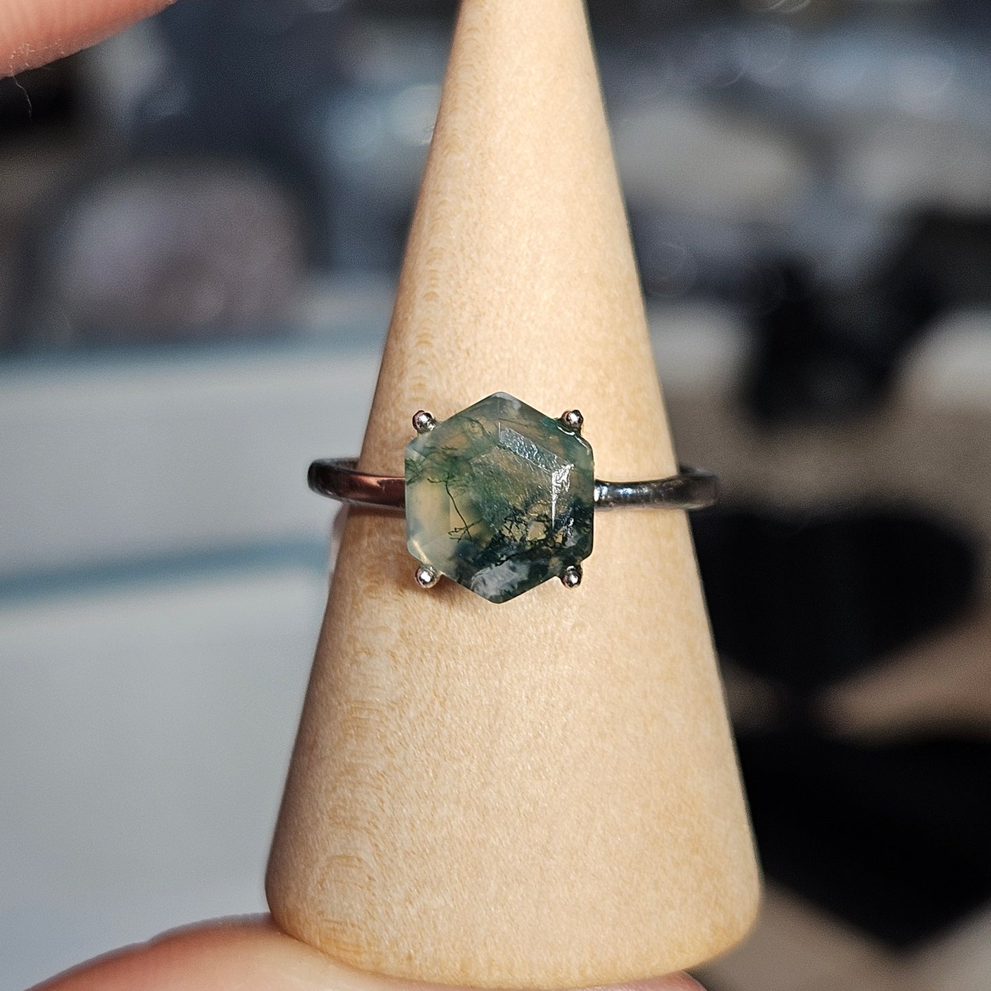 Moss Agate S925 pendants & adjustable rings
