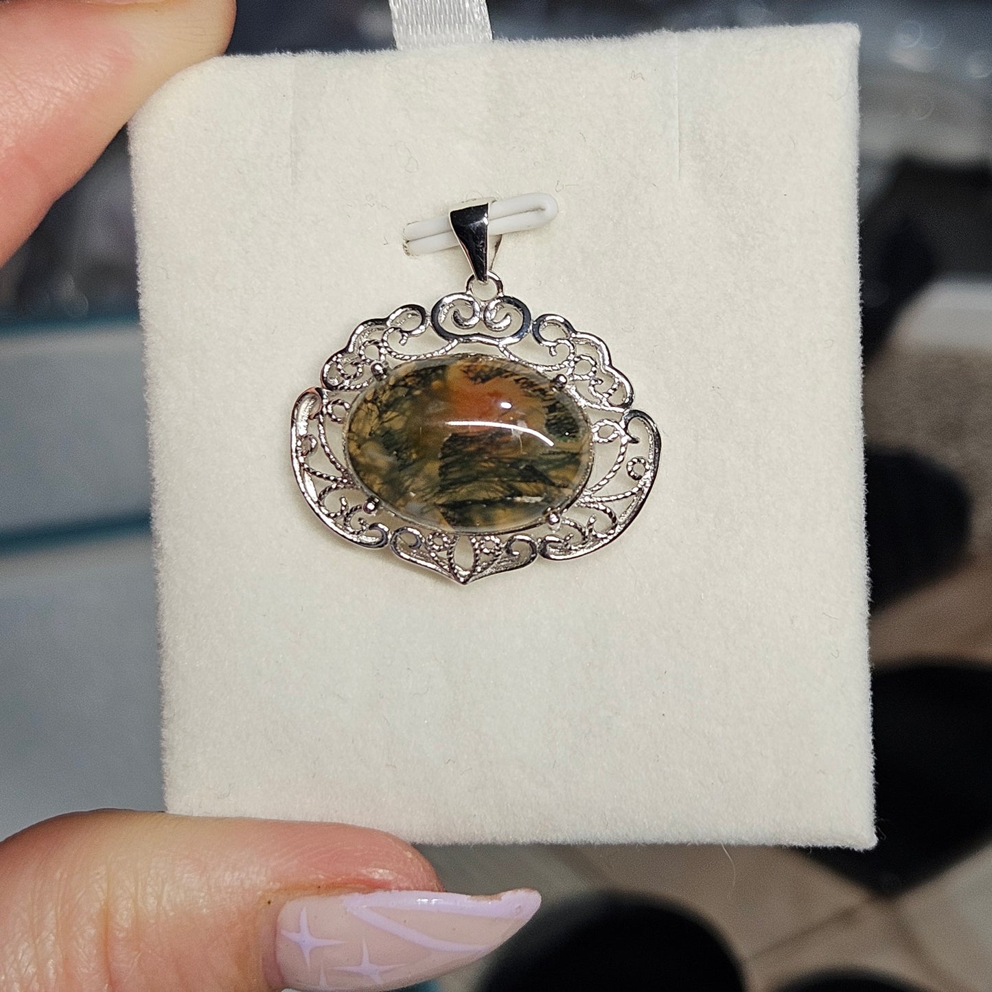 Moss Agate S925 pendants & adjustable rings