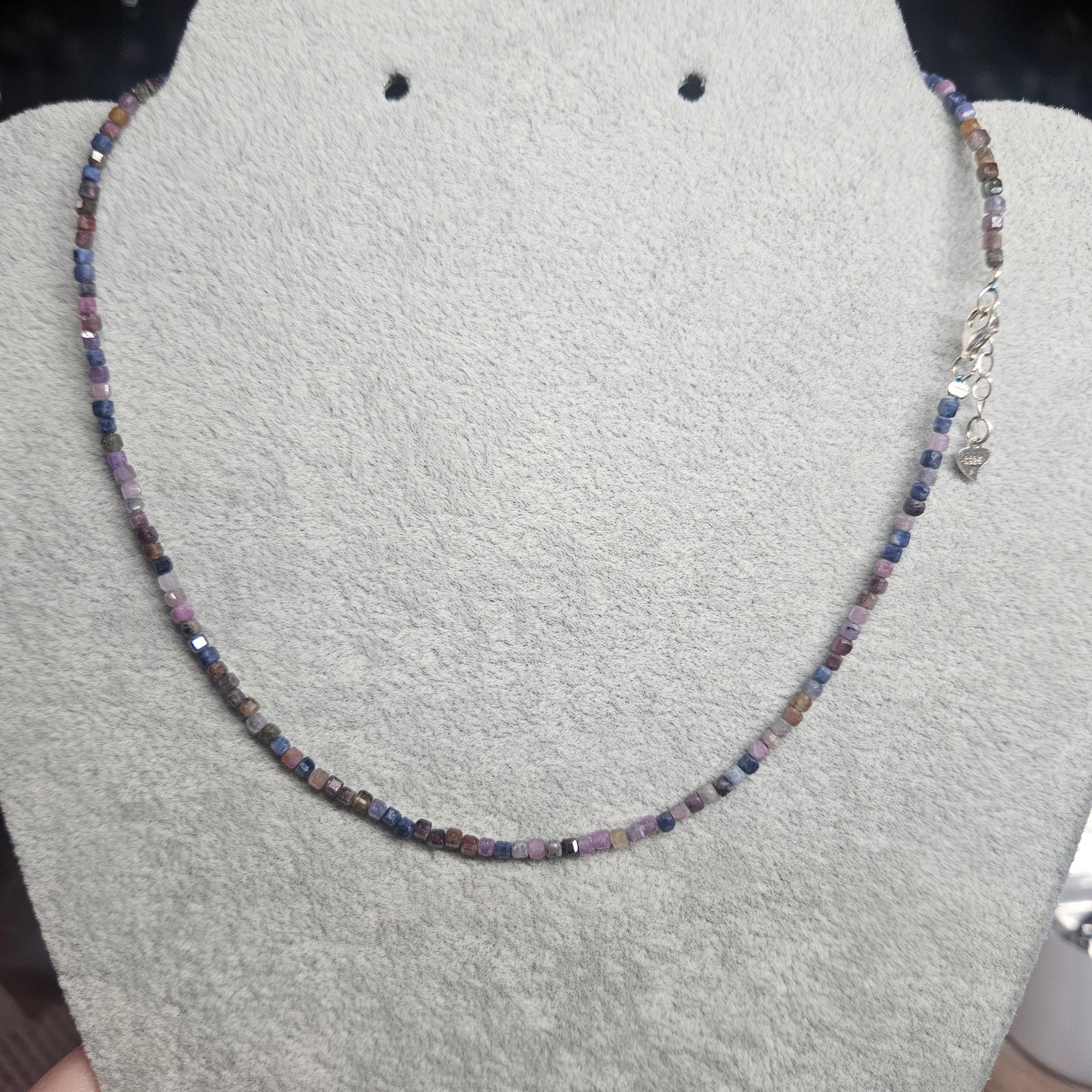Choker Faceted cube beaded necklace with extendable chain (40-45cm) S925