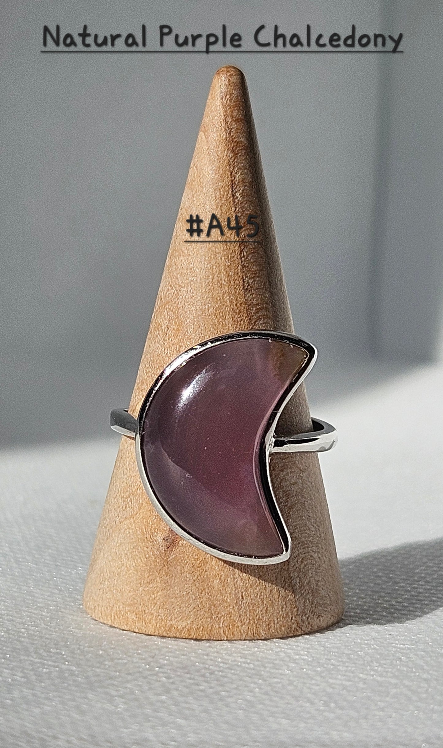 Natural Purple Chalcedony S925 adjustable rings