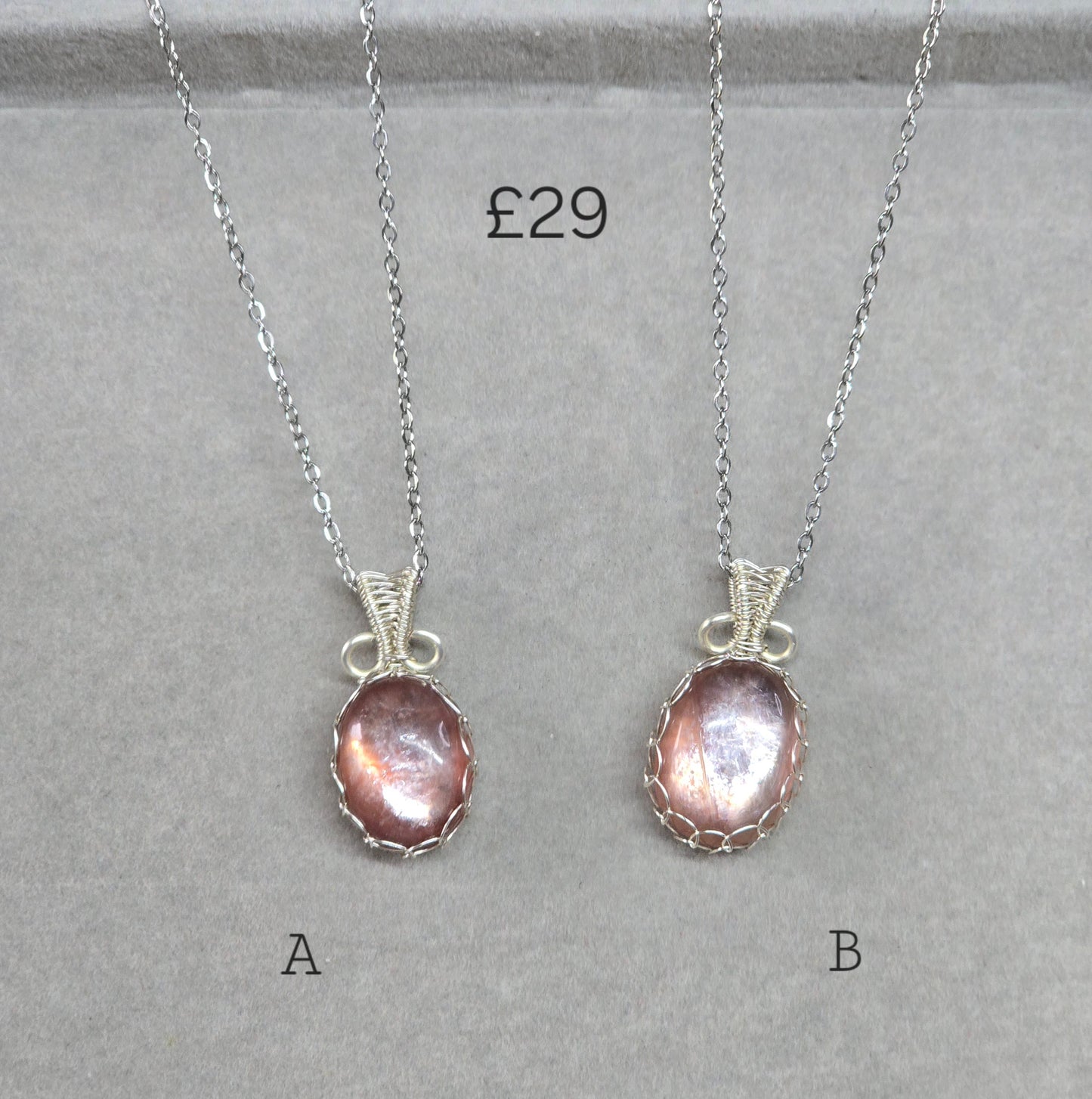 Delicate Wire wrap pendants & Stainless steel chains 45-50cm chain 💫