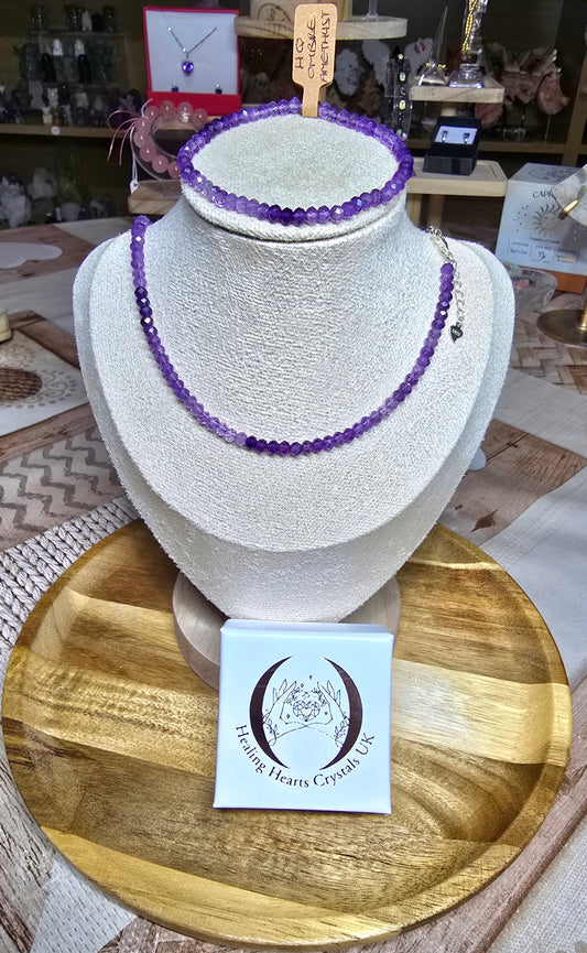 Choker & Bracelets - Faceted Donuts 2.5-4mm beads S925