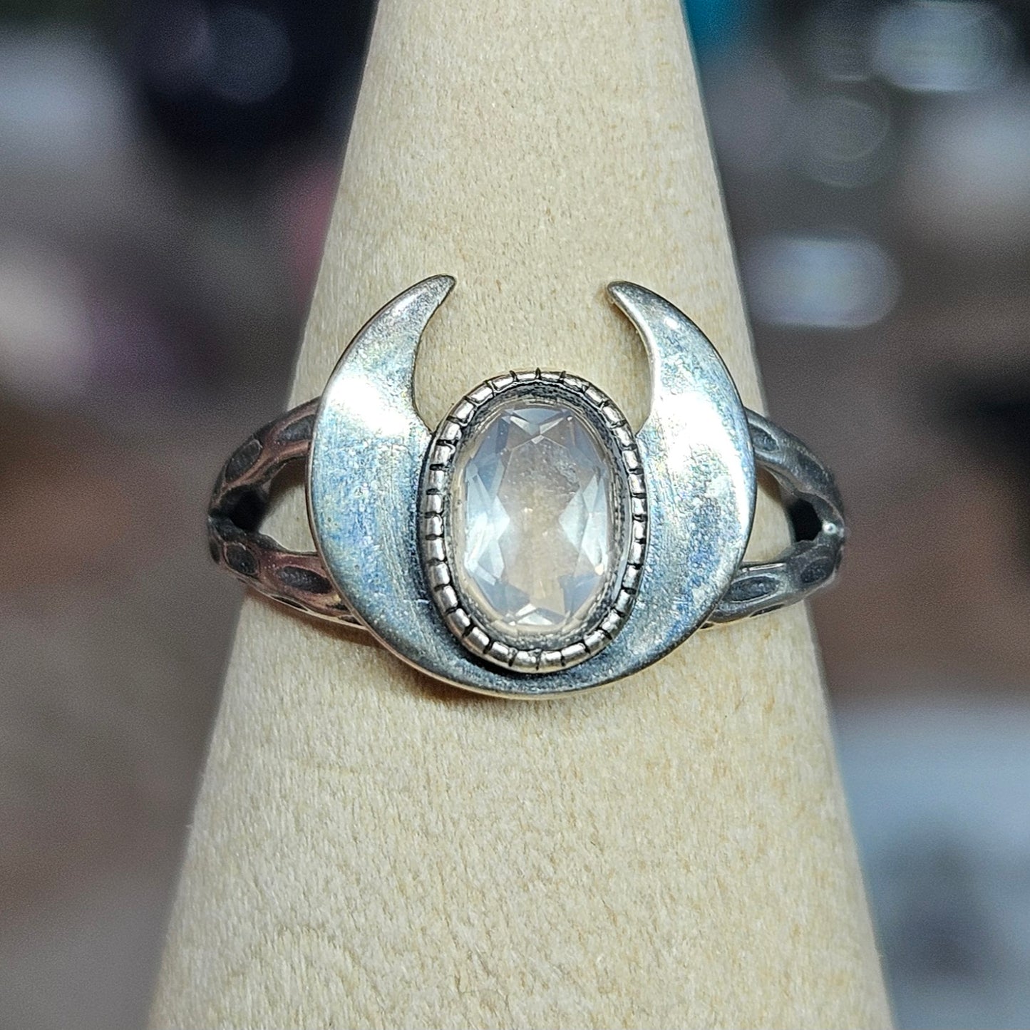 S925 Silver adjustable Crescent Moon ring