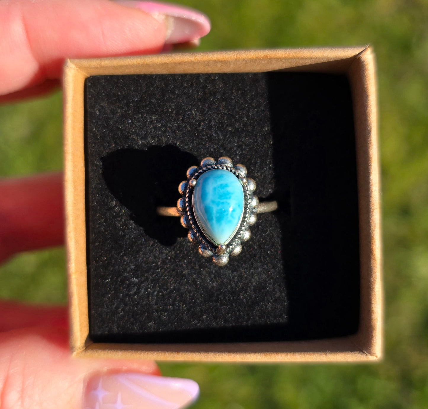 Larimar adjustable s925 rings