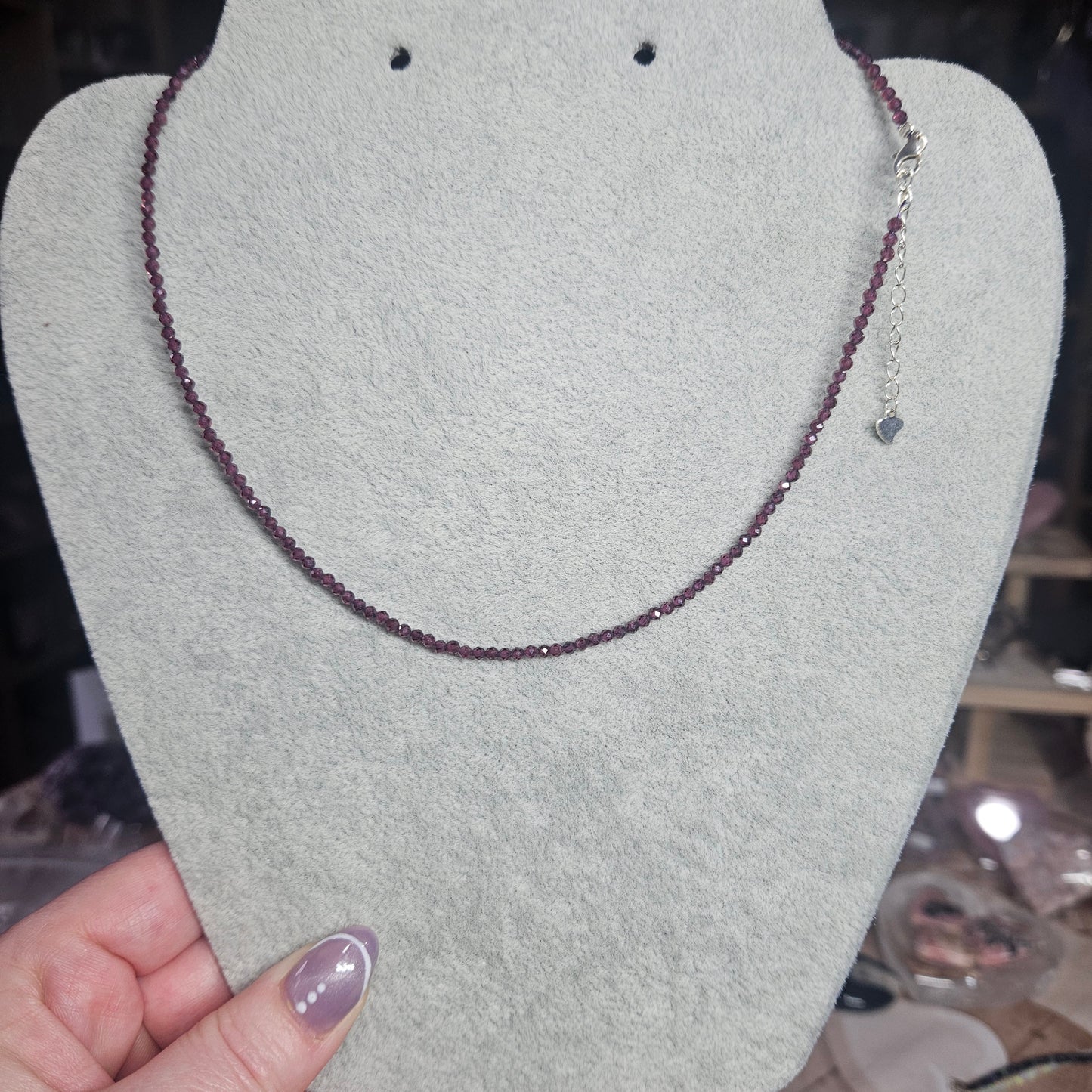 Choker faceted beaded necklace with extendable chain ( 40-45cm ) S925