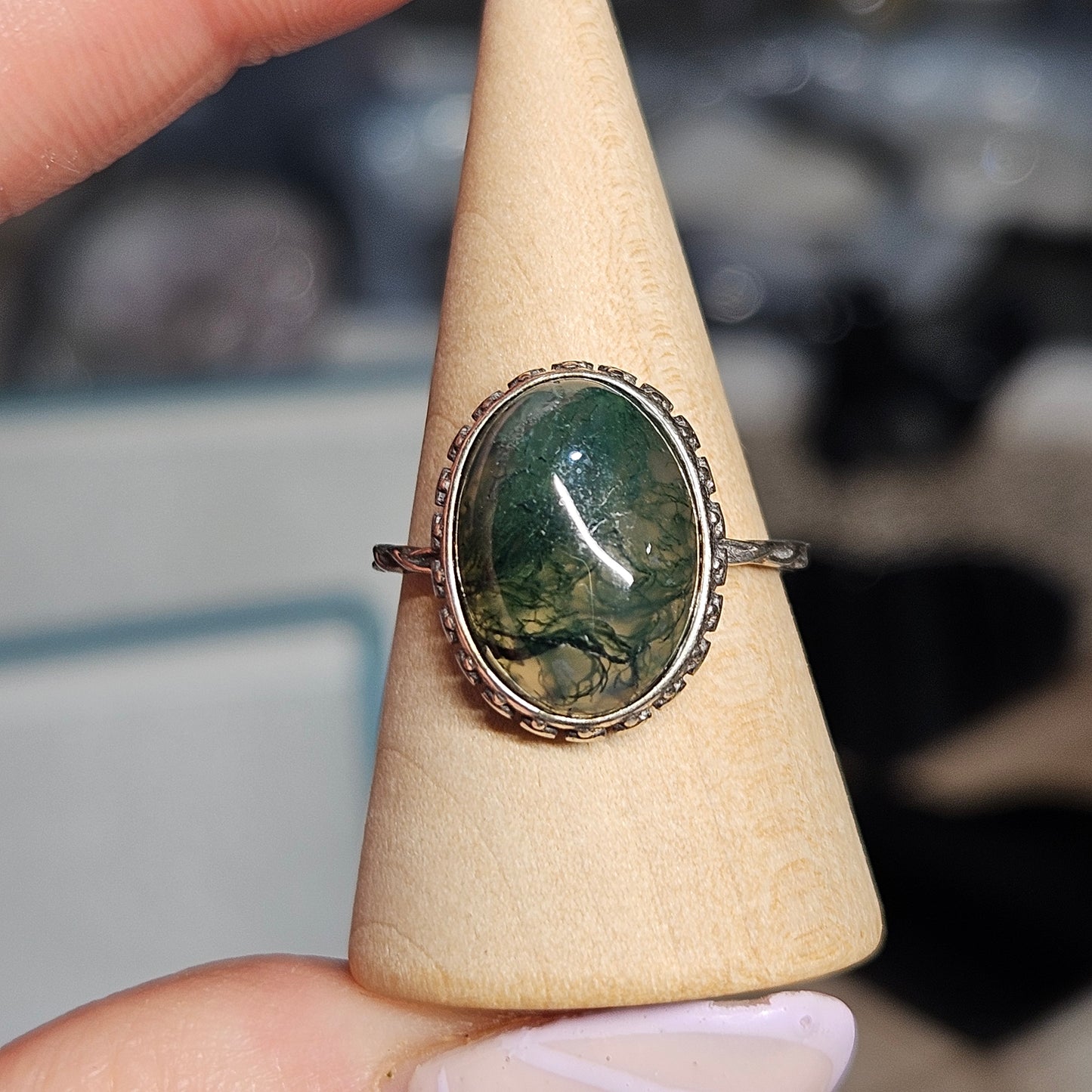Moss Agate S925 pendants & adjustable rings