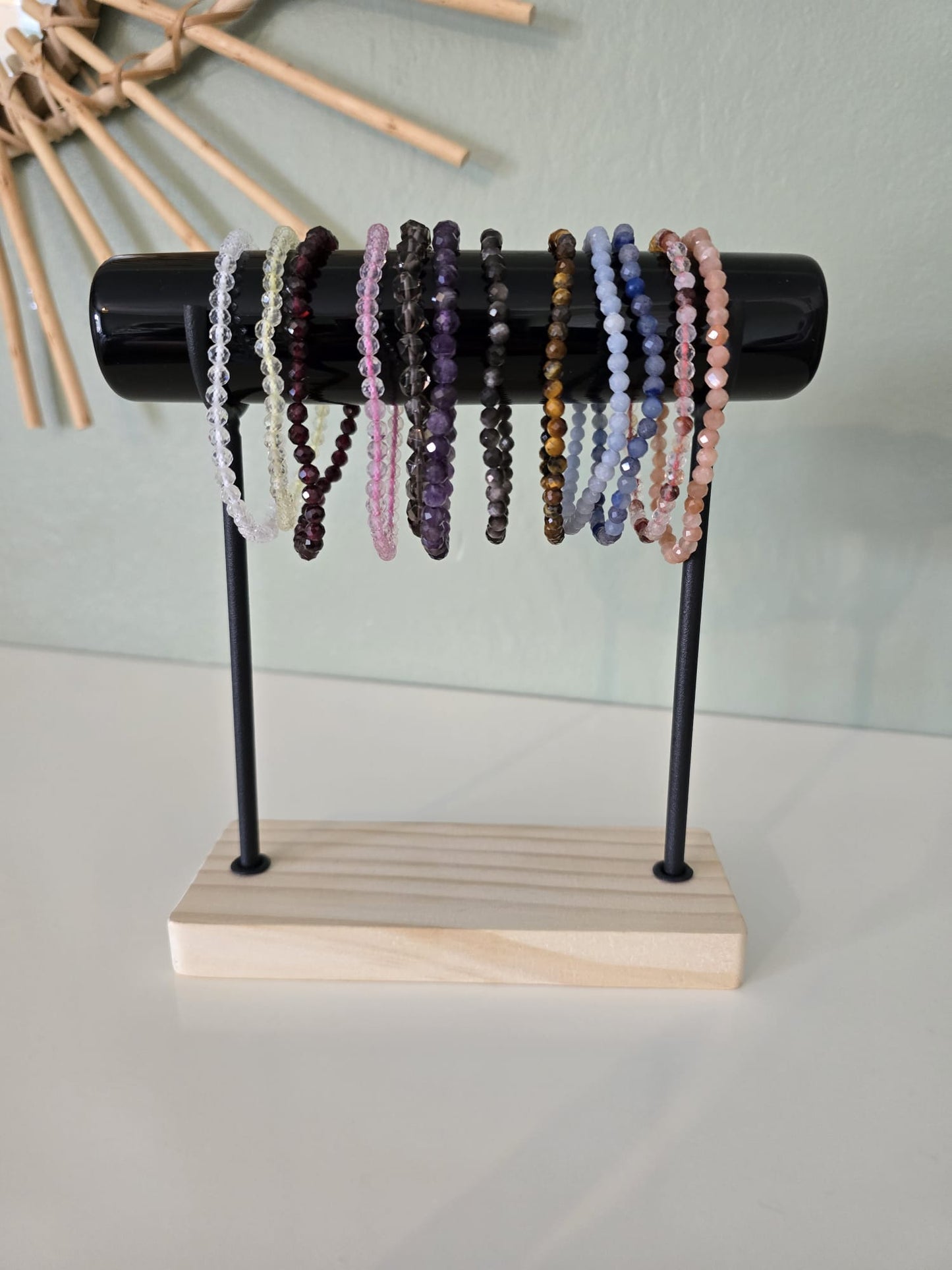 Selenite & Obsidian bracelet stands