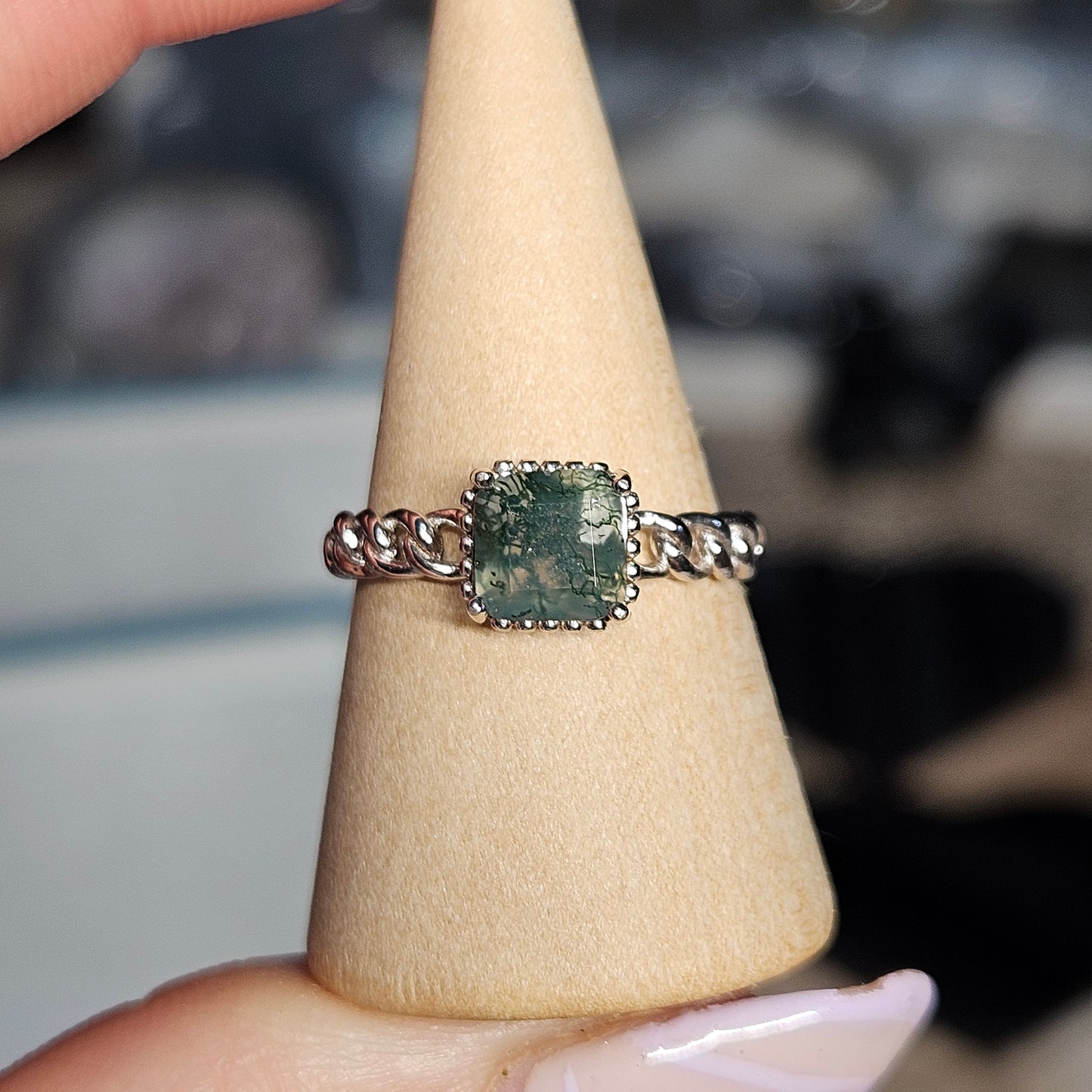 Moss Agate S925 pendants & adjustable rings