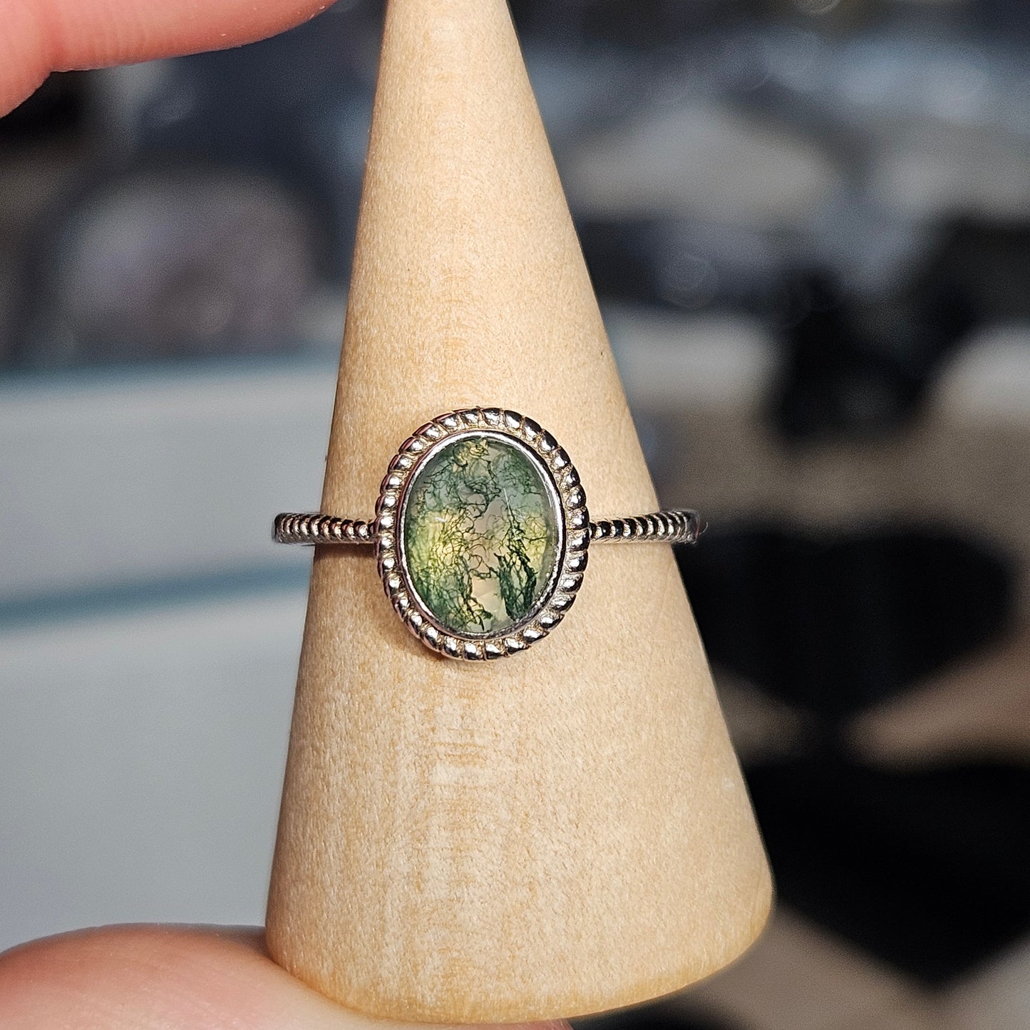 Moss Agate S925 pendants & adjustable rings