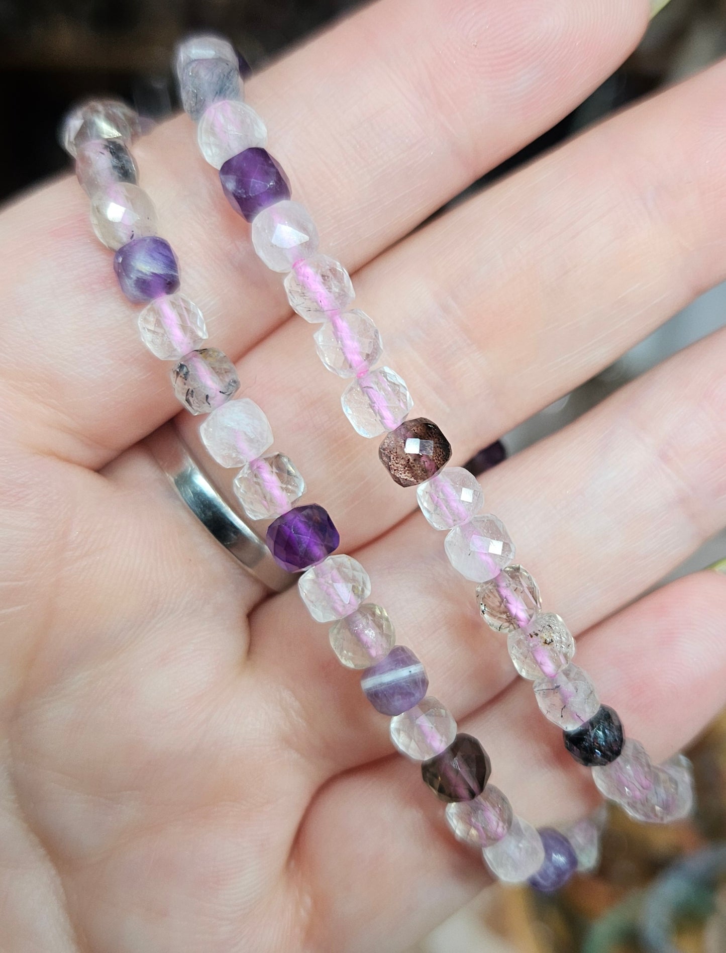 Bracelets - Faceted crystal cube 2-6mm