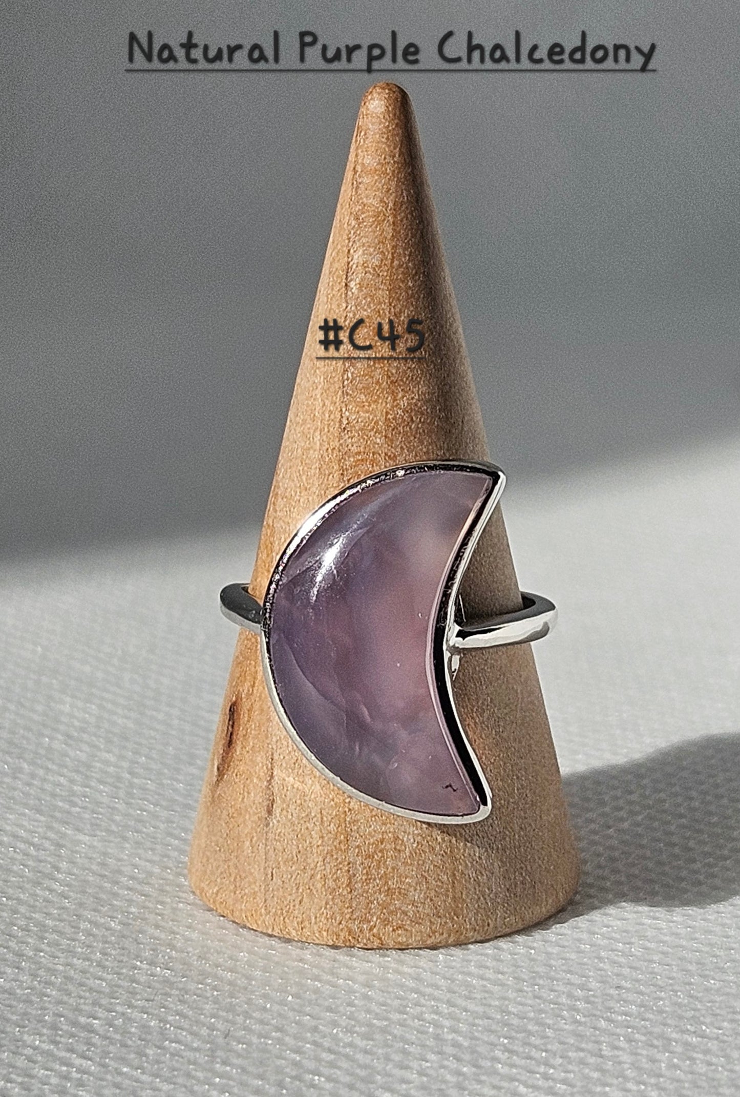 Natural Purple Chalcedony S925 adjustable rings
