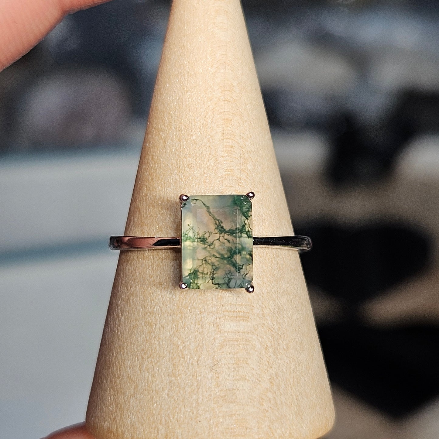 Moss Agate S925 pendants & adjustable rings