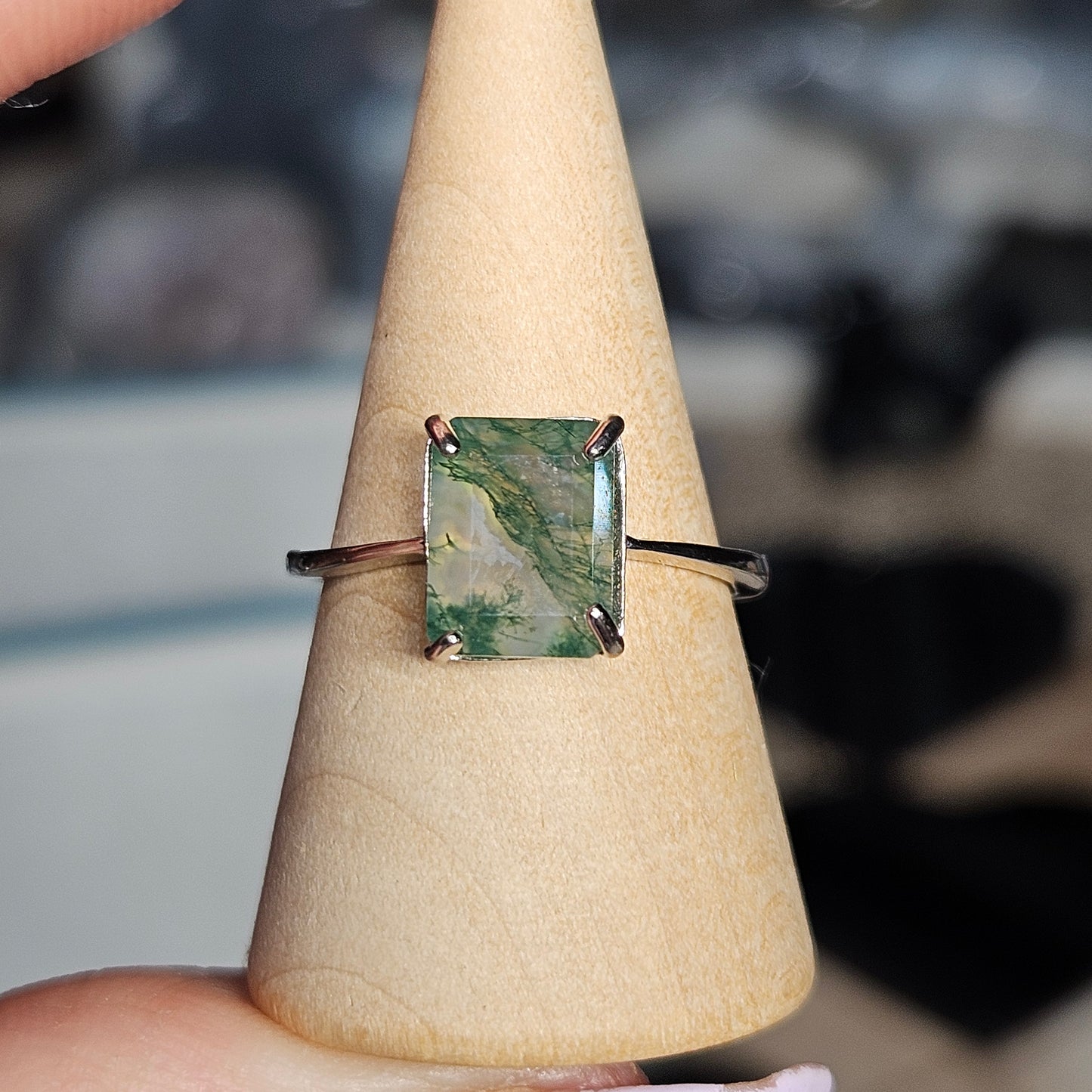 Moss Agate S925 pendants & adjustable rings