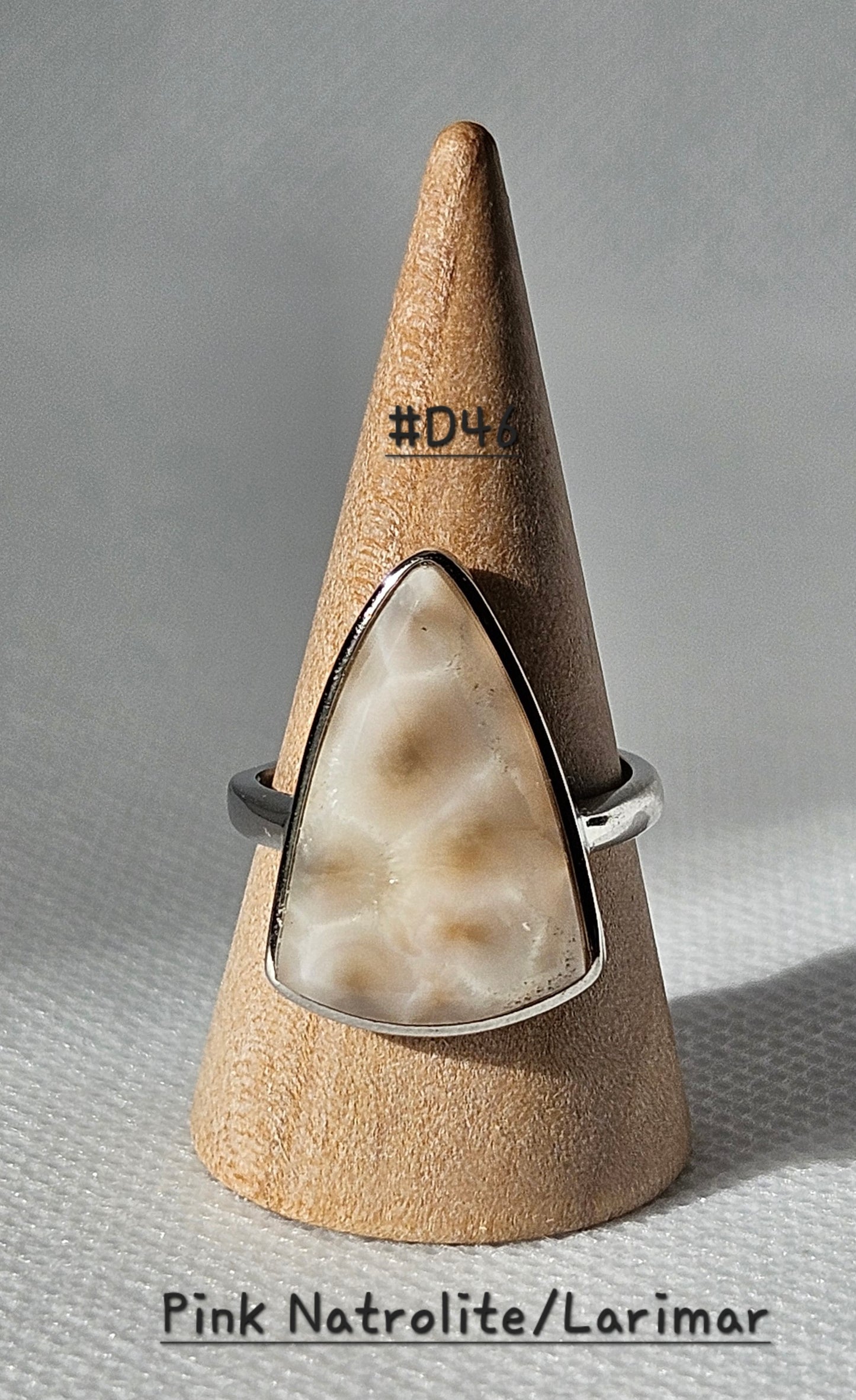 Pink Natrolite/Larimar S925 Pendants abd adjustable Rings