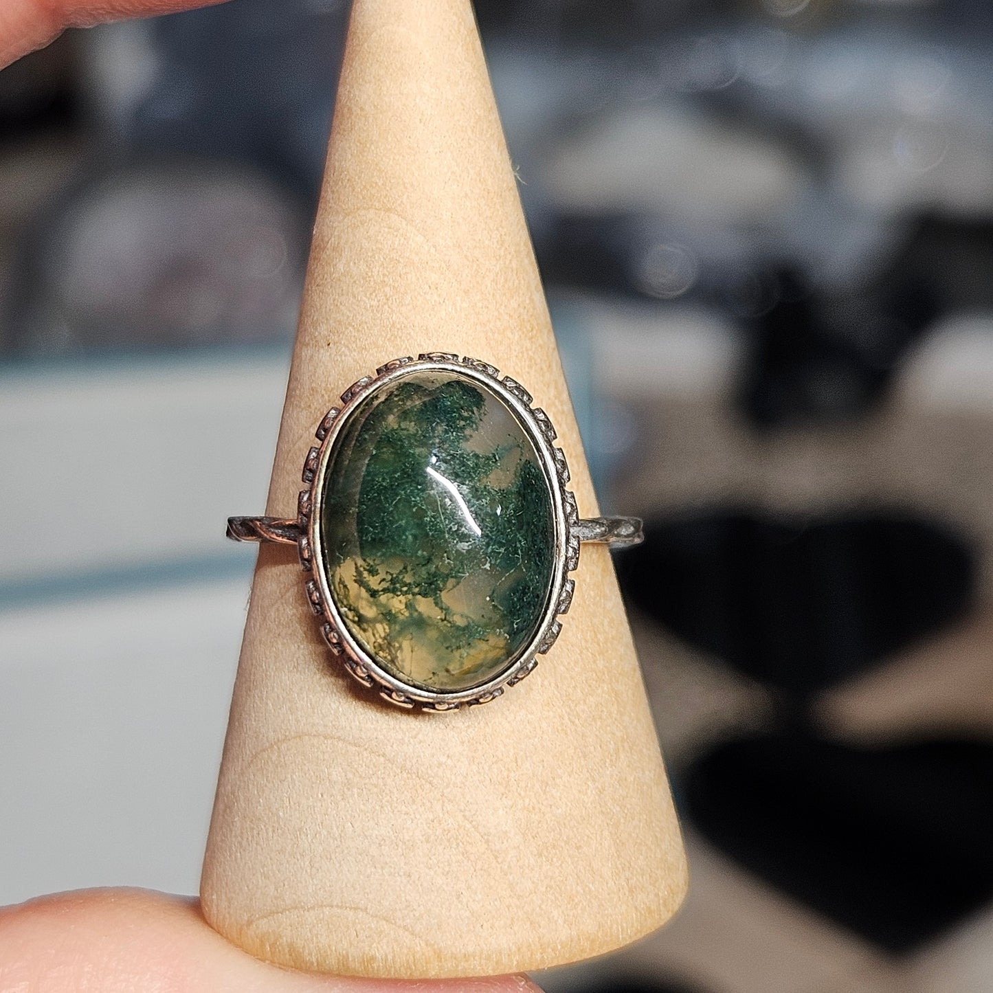 Moss Agate S925 pendants & adjustable rings