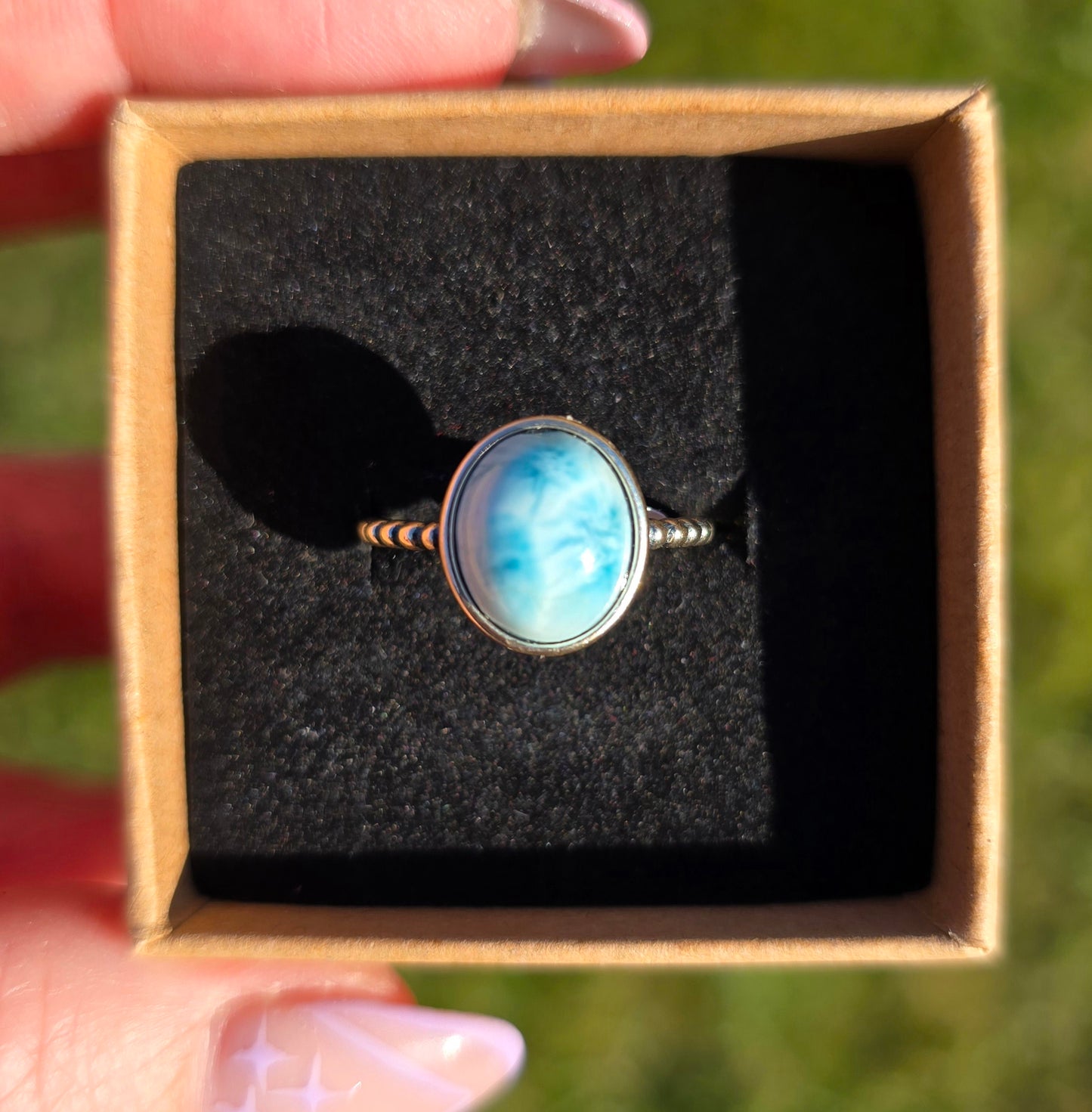 Larimar adjustable s925 rings
