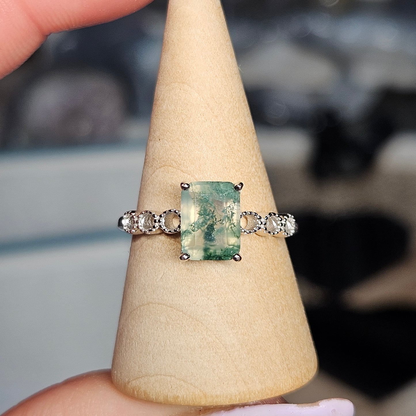 Moss Agate S925 pendants & adjustable rings